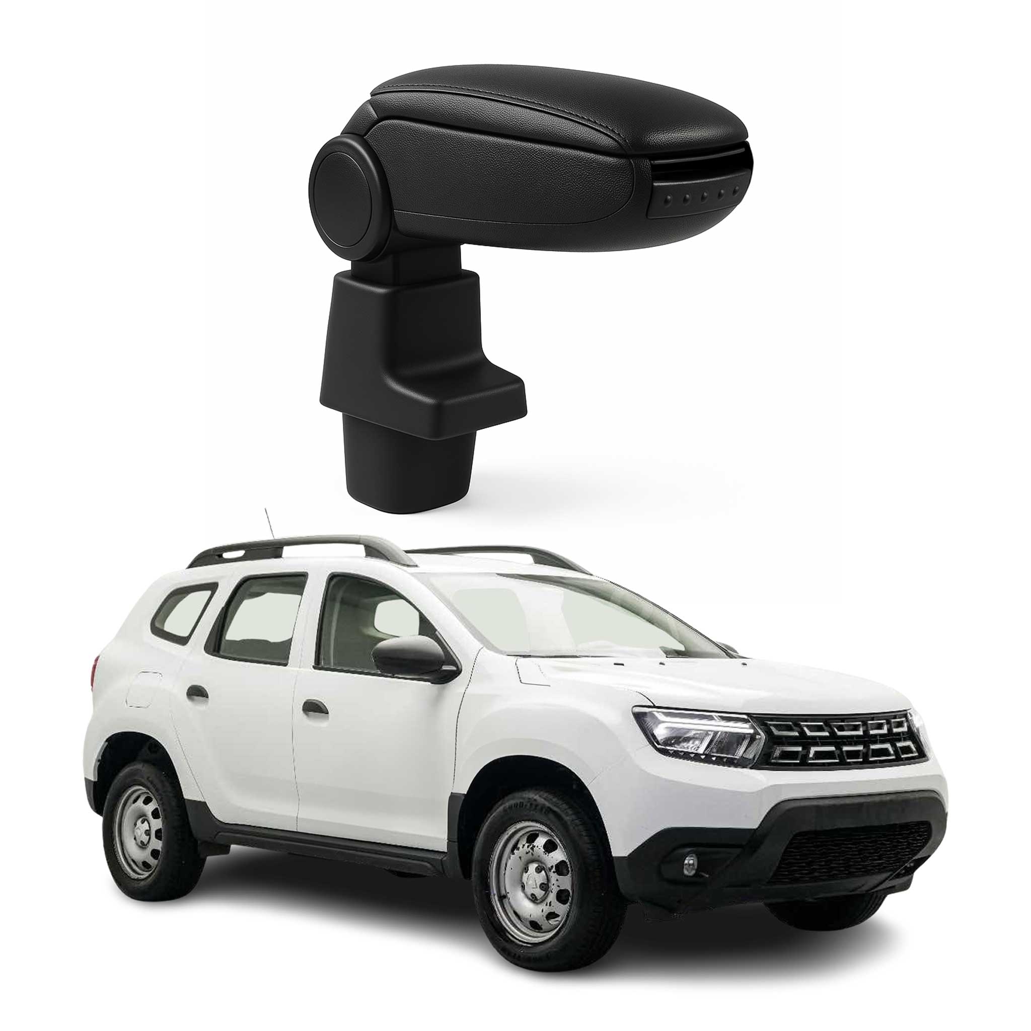 Negro Reposabrazos Consola para Dacia Duster 2 2018-2024 Negro PU Cuero Plástico