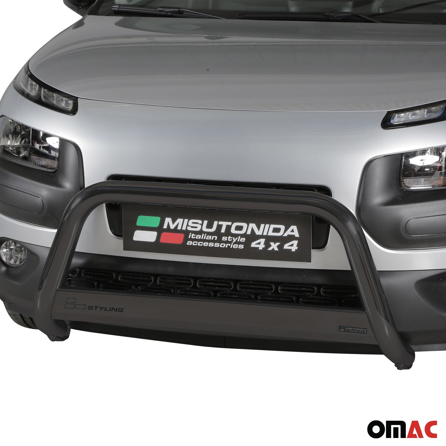Bull Barra Frontal para Citroen C4 Cactus 2014-2020 Negro Brillante Acero 1Pza