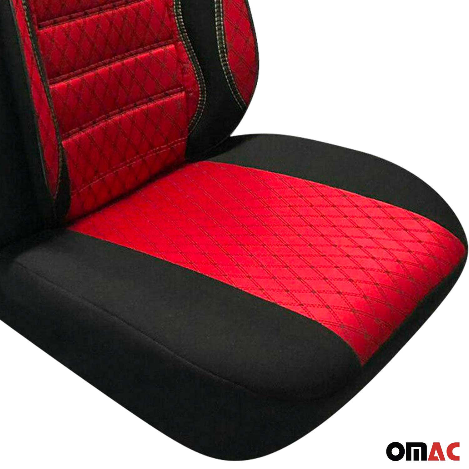 Funda de Asiento para Peugeot Partner 2018-2026 Negro Rojo Polialgodón 1Pza