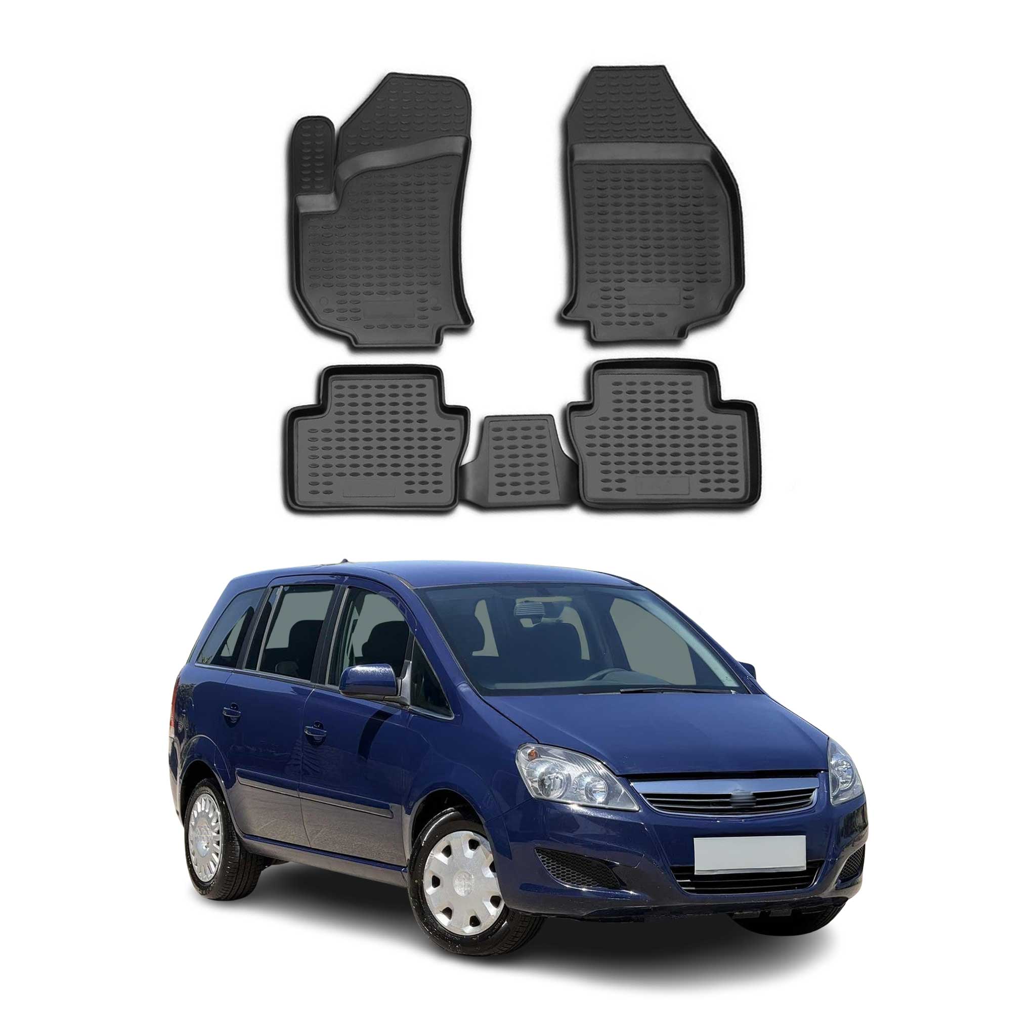 OMAC Alfombrillas De Coche para Opel Zafira B 2005-2014 Negro Goma TPE 4Pza
