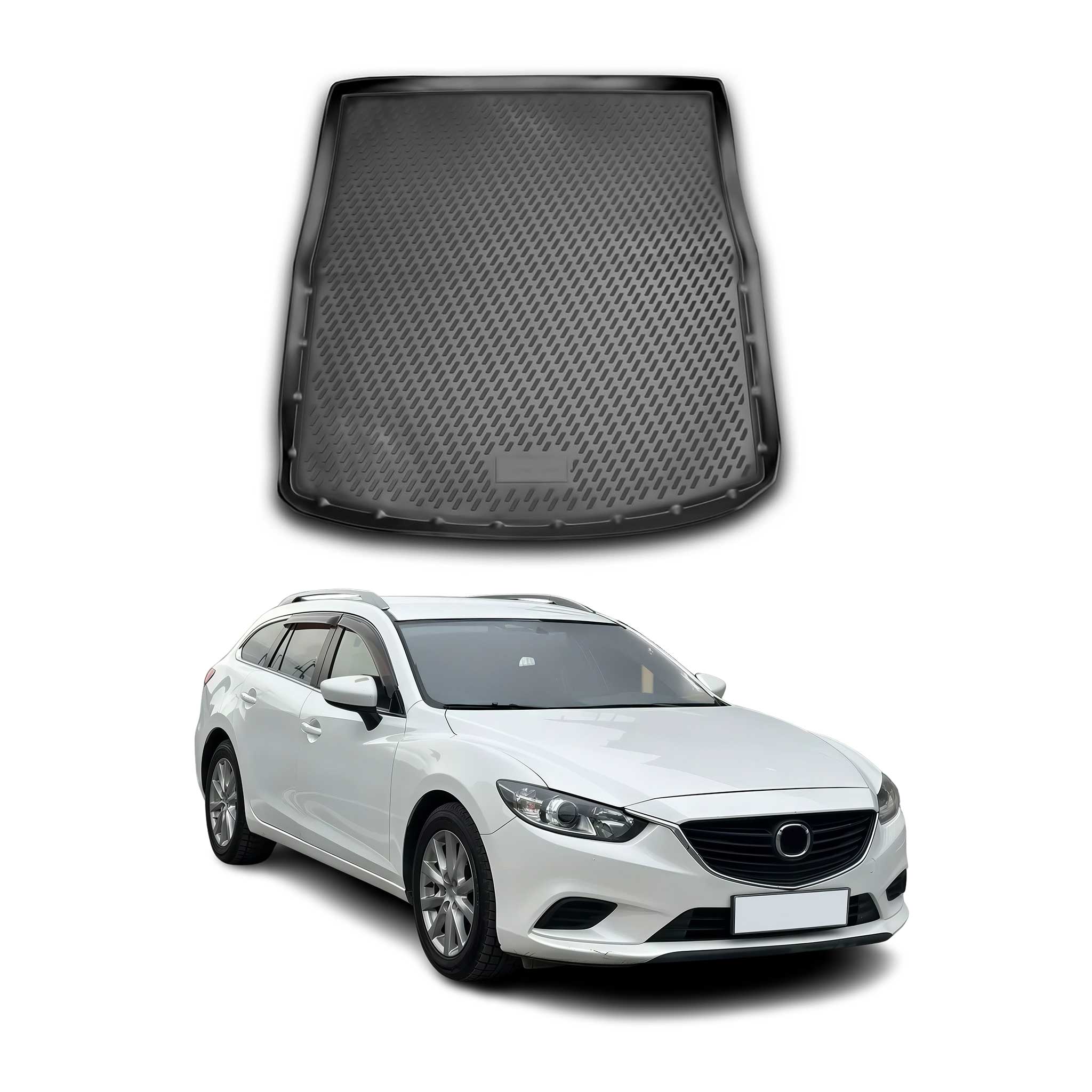OMAC Bandeja Maletero Alfombrilla para Mazda 6 2012-2025 Familiar Negro Goma TPE