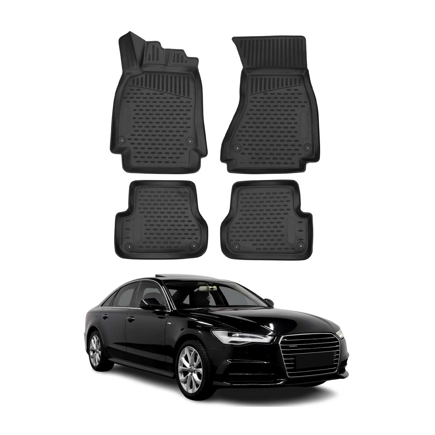 OMAC Alfombrillas De Coche para Audi A6 C7 2011-2018 Negro Goma TPE 4Pza