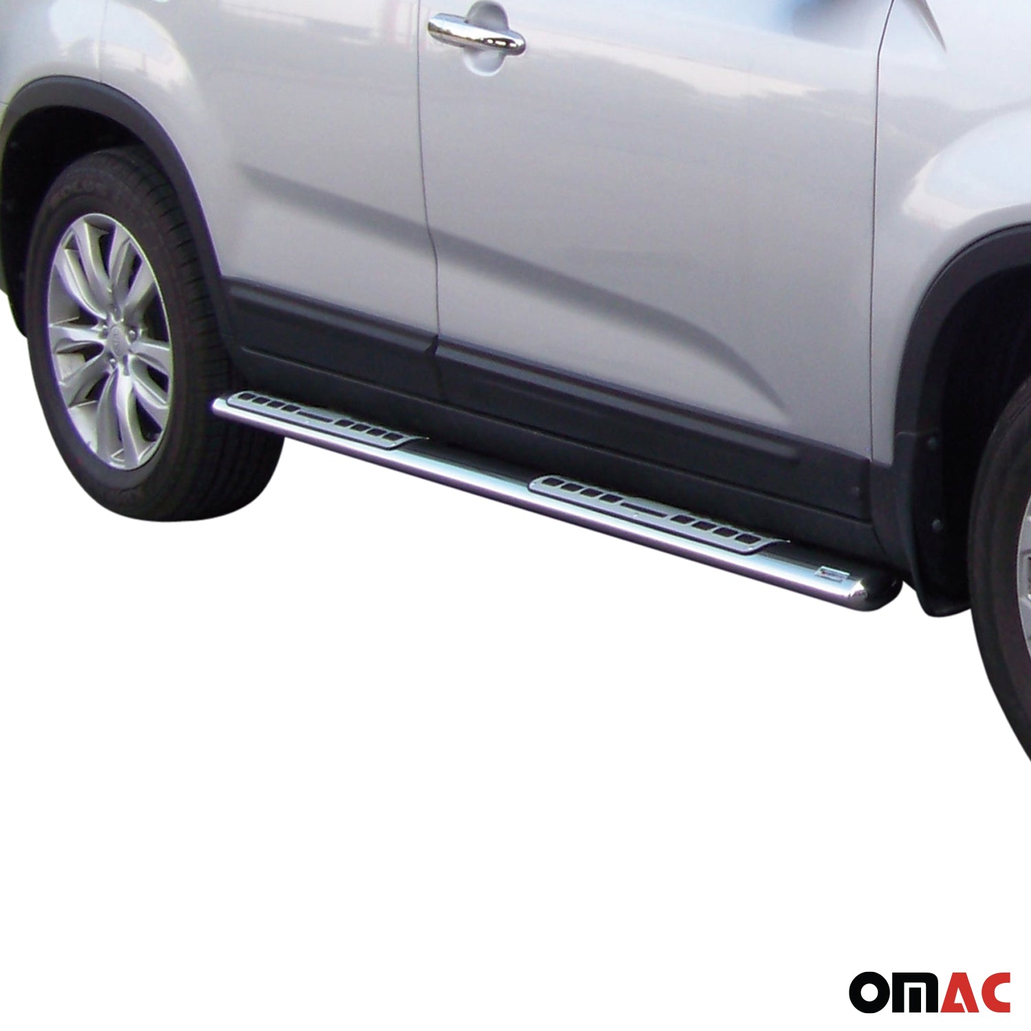 Par de Estribos Barras Laterales para Kia Sorento 2009-2012 Plata Acero 2x
