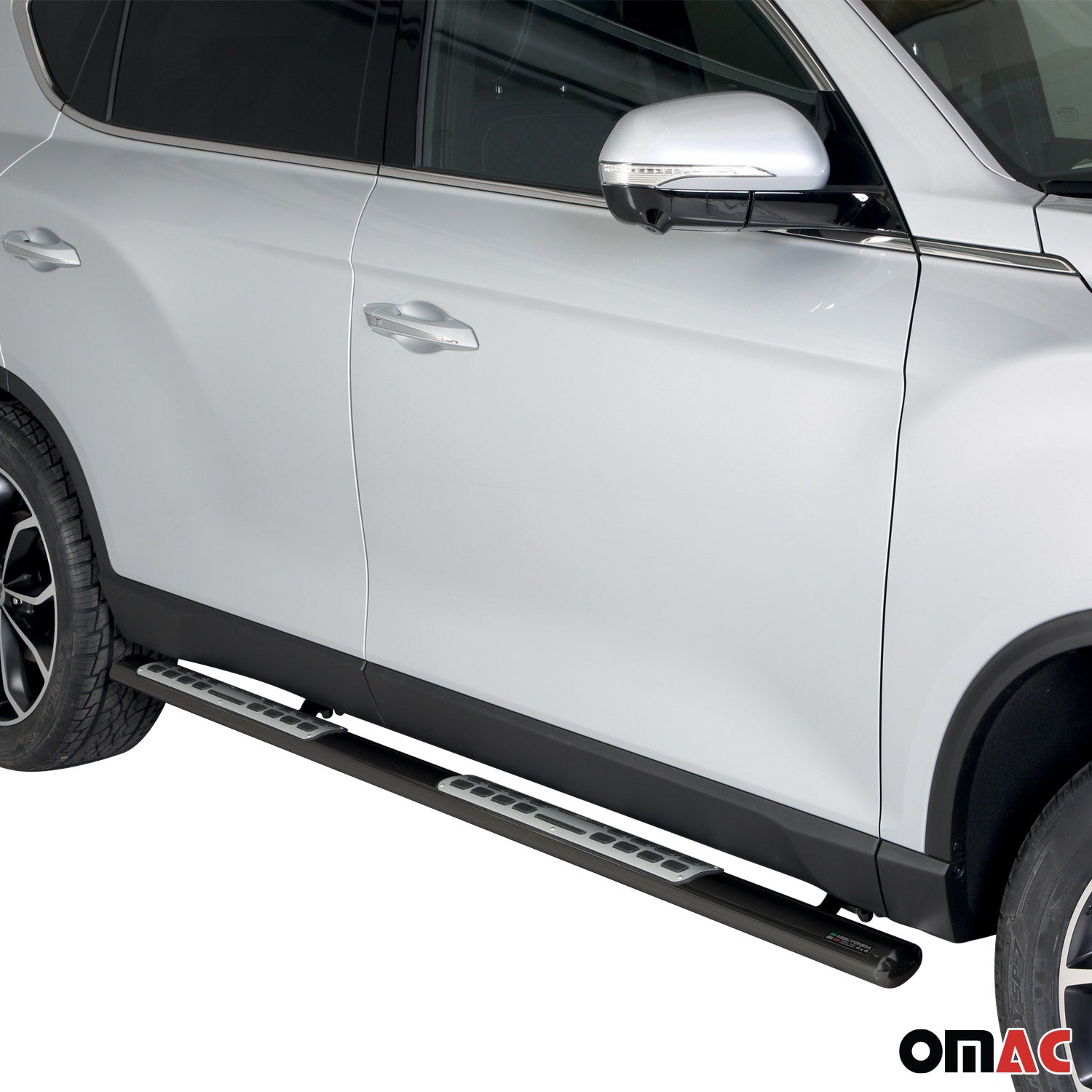 Par de Estribos Barras Laterales para Ssangyong Rexton 2018-2025 Negro Acero