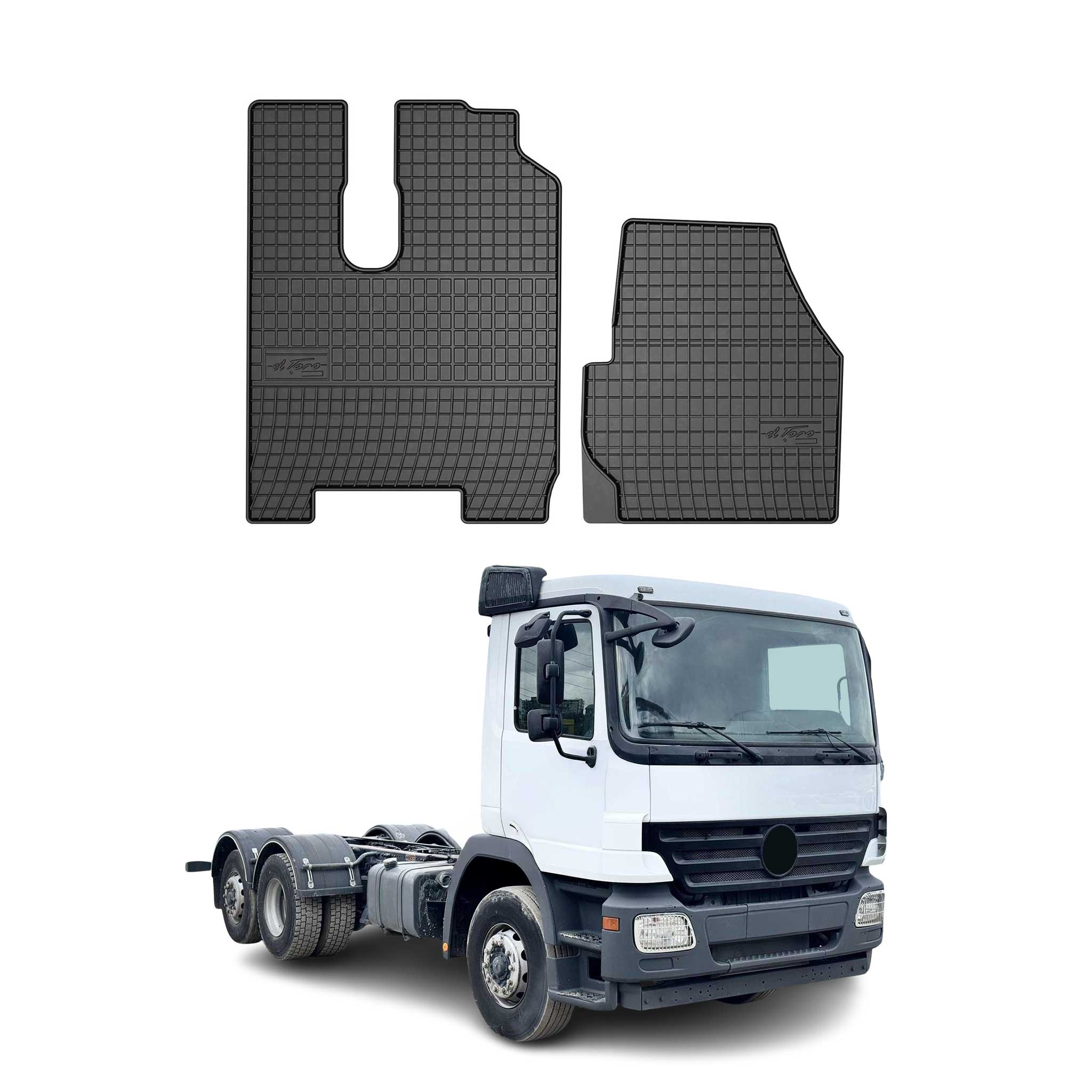 OMAC Alfombrillas De Coche para Mercedes Actros MP2 2003-2008 Negro Goma 2Pza
