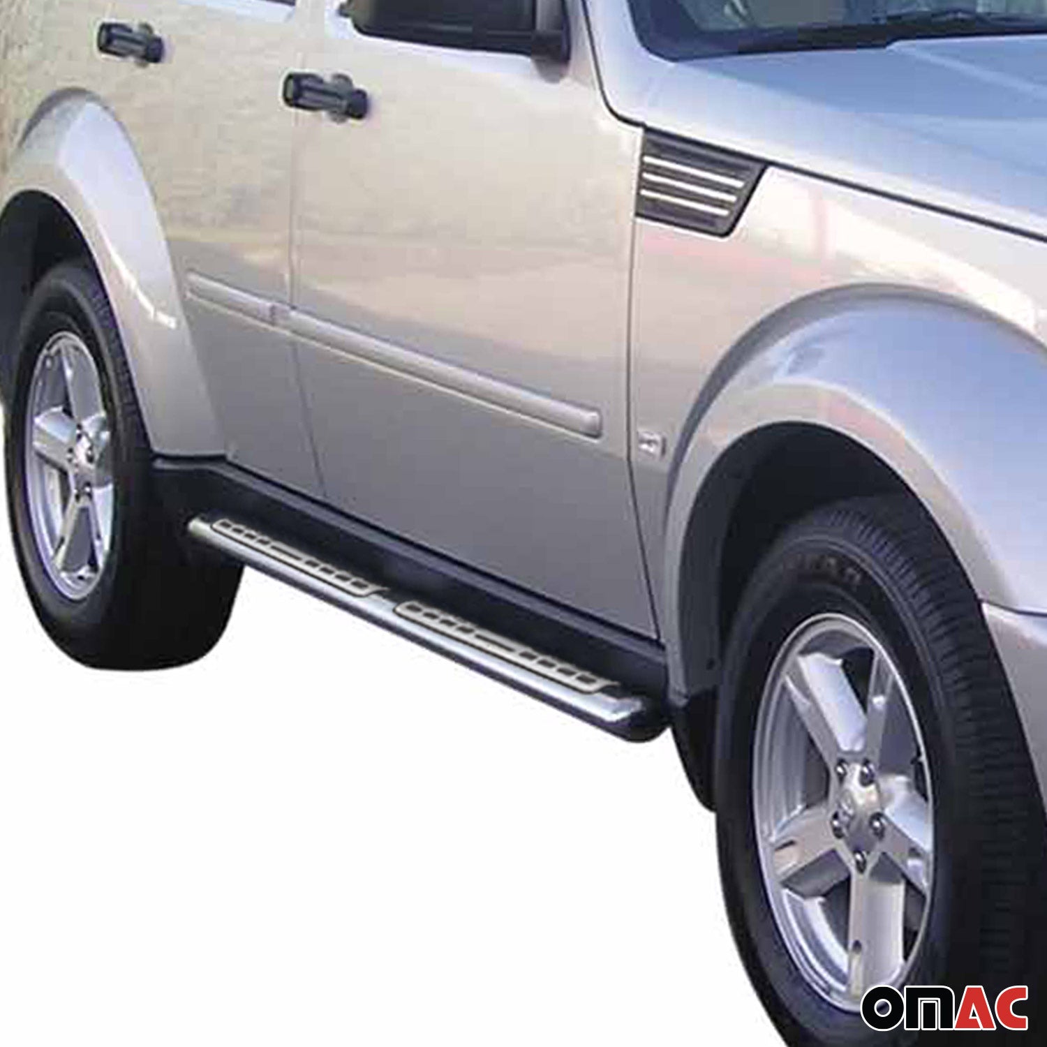 Par de Estribos Barras Laterales para Dodge Nitro 2006-2011 Plata Acero 2x