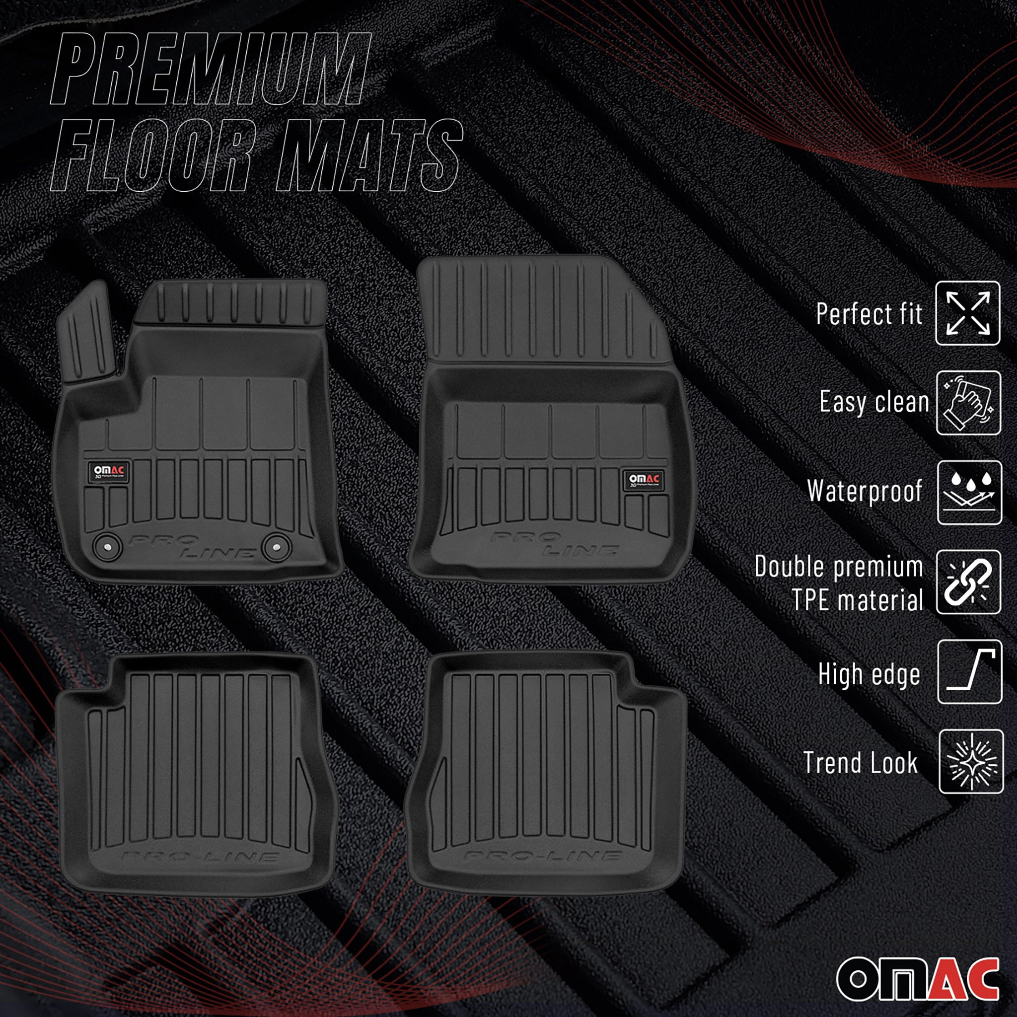 OMAC Premium Alfombrillas De Coche para Citroen C4 EV 2021-2025 TPE Goma 4x