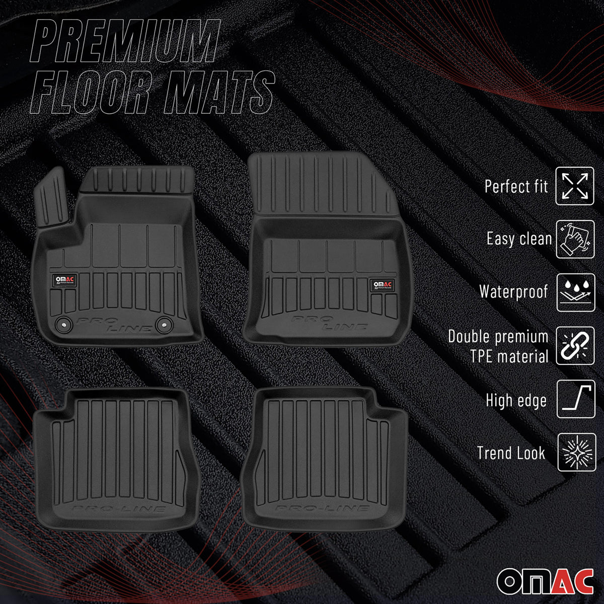 OMAC Premium Alfombrillas De Coche para Citroen C4 EV 2021-2025 TPE Goma 4x