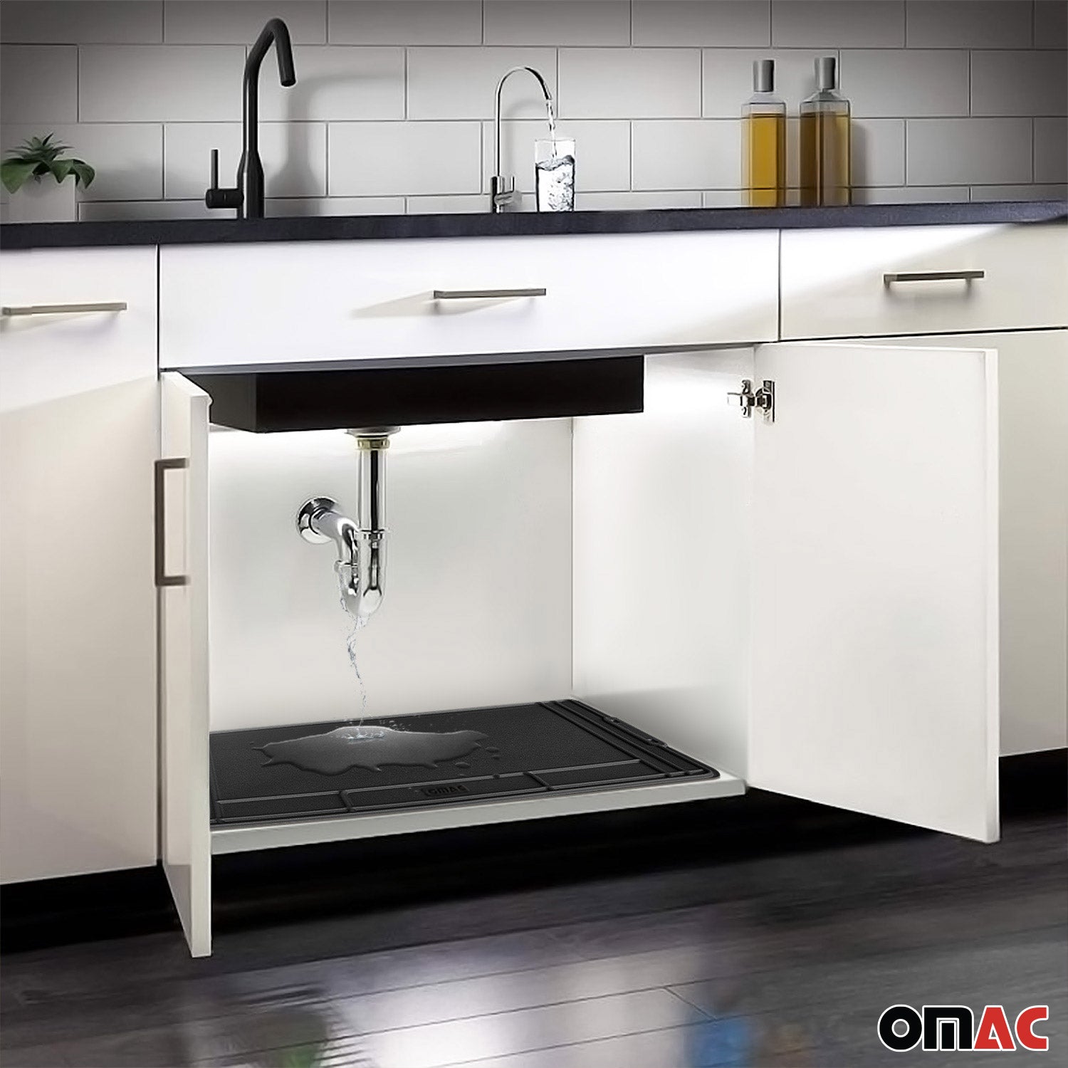 Almohadilla de Goma para Fregadero Cocina Bandeja Universal Negro Plástico