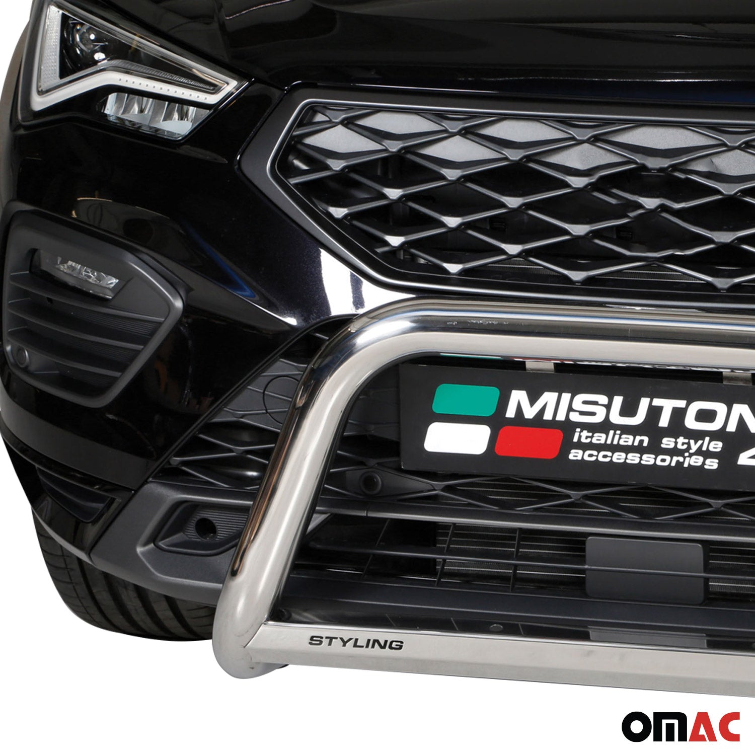 Bull Barra Frontal para Seat Ateca 2021-2025 Plata Brillante Acero 1Pza