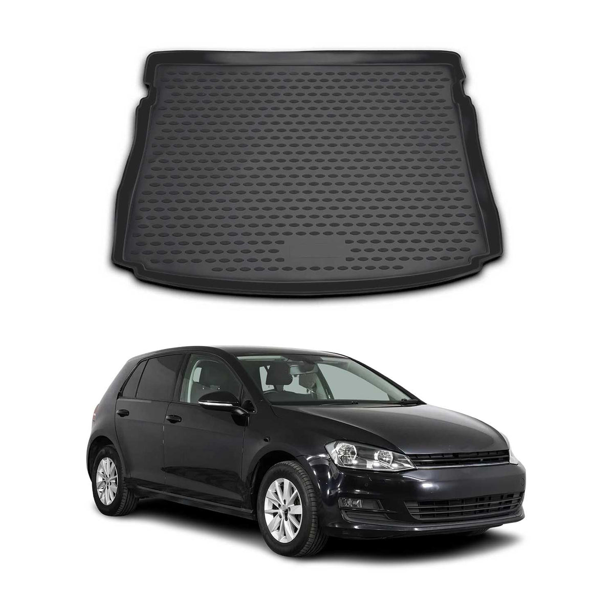 OMAC Bandeja Maletero Alfombrilla para VW Golf 2012-2019 Hatchback Negro TPE