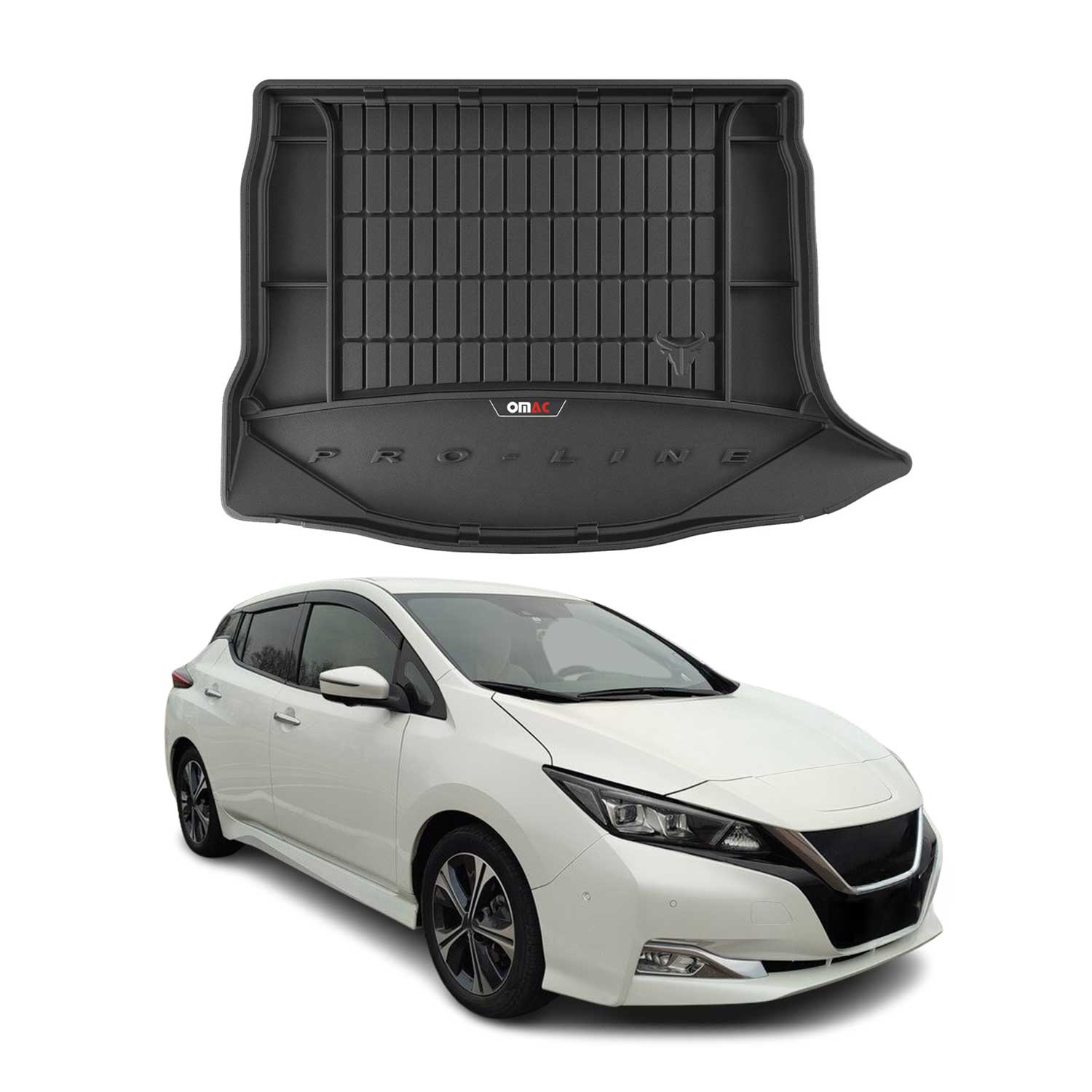 OMAC Premium Bandeja Maletero Alfombrilla para Nissan Leaf 2017-2025 Negro TPE