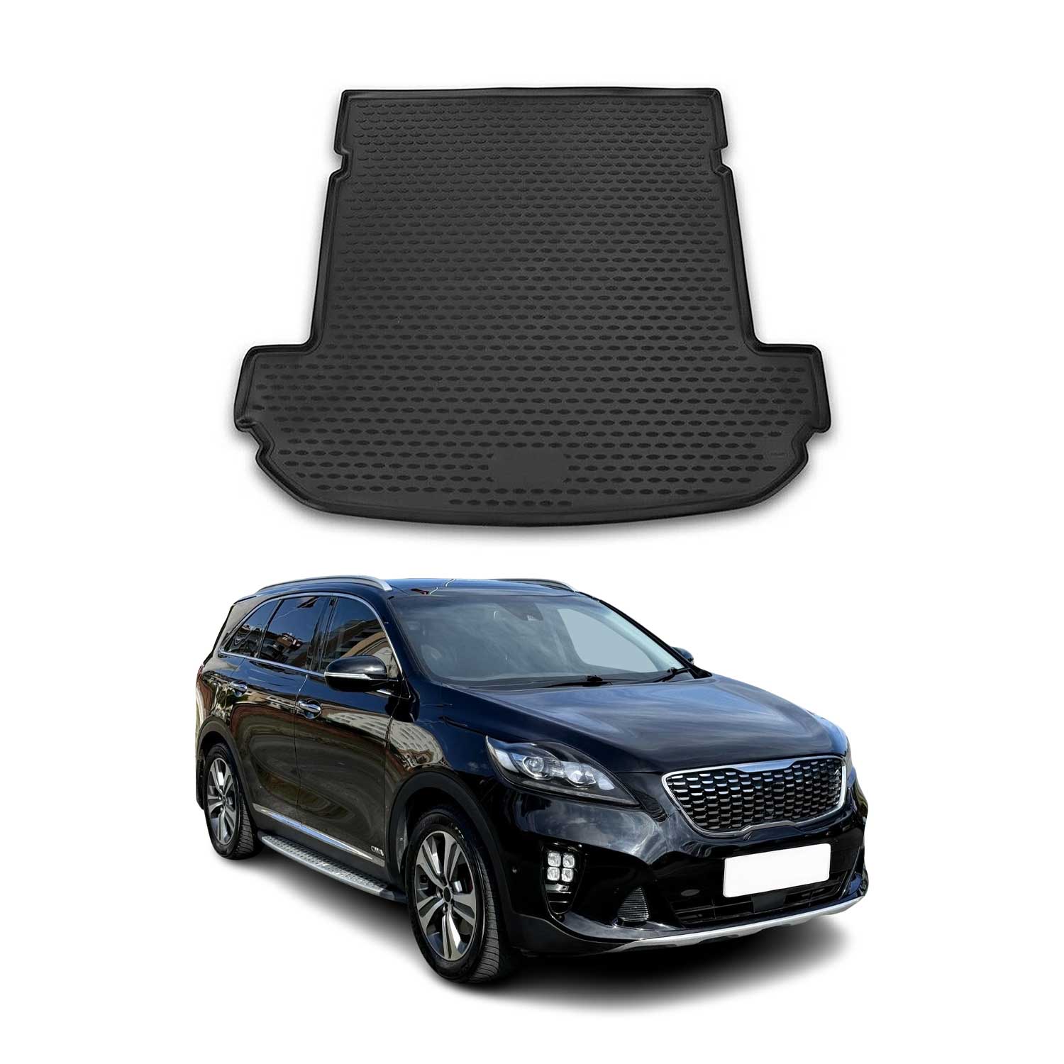 OMAC Bandeja Maletero Alfombrilla para Kia Sorento 2015-2020 Negro Goma TPE 1Pza