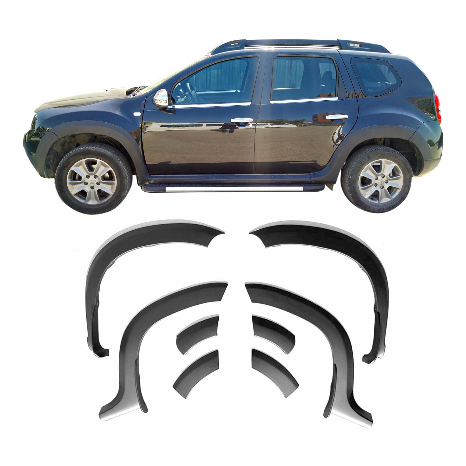 Arco Ala Interior Revestimiento para Dacia Duster 2010-2018 Negro Plástico 8Pza