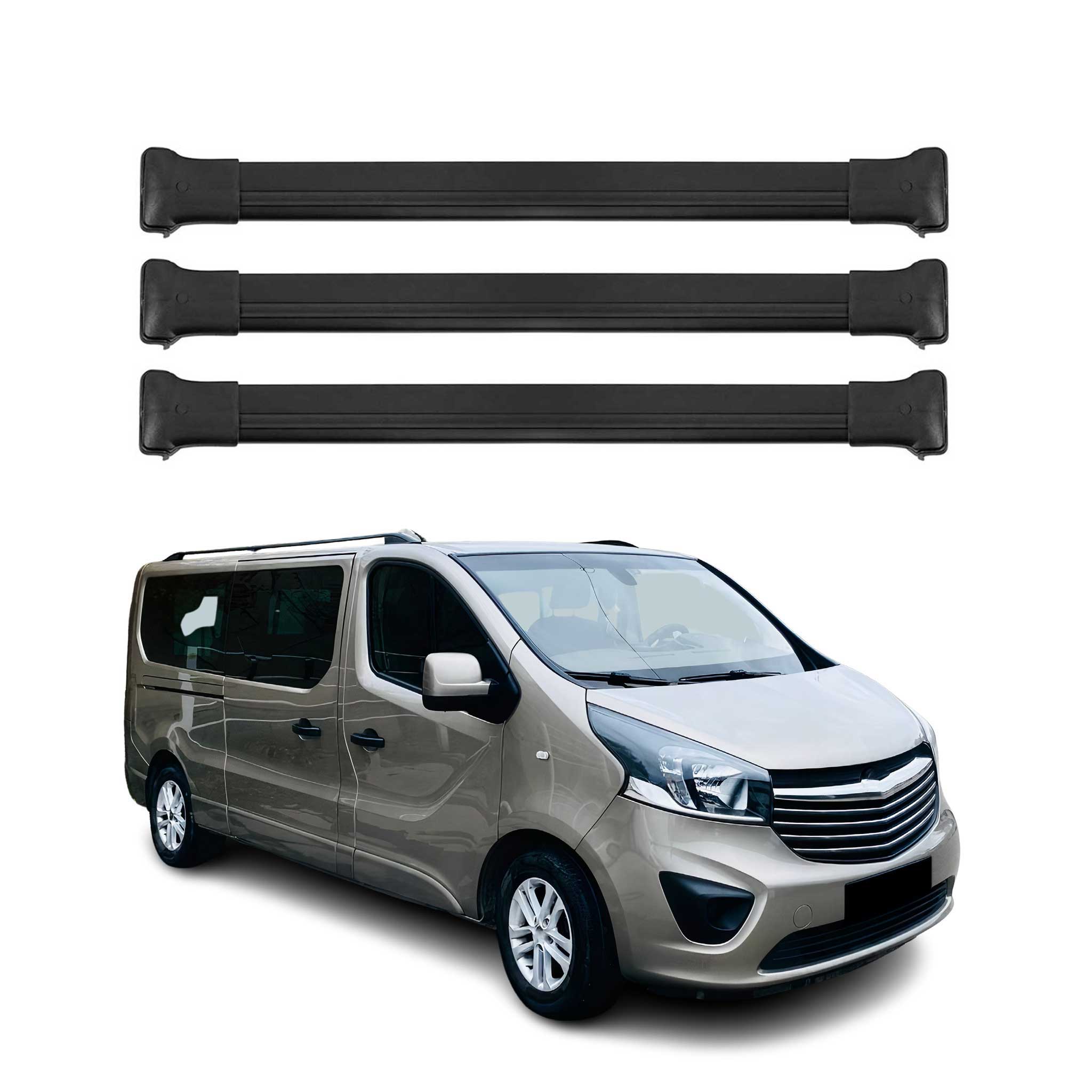 Portaequipajes Barras de Techo para Opel Vivaro 2014-2019 Negro Aluminio 3Pza