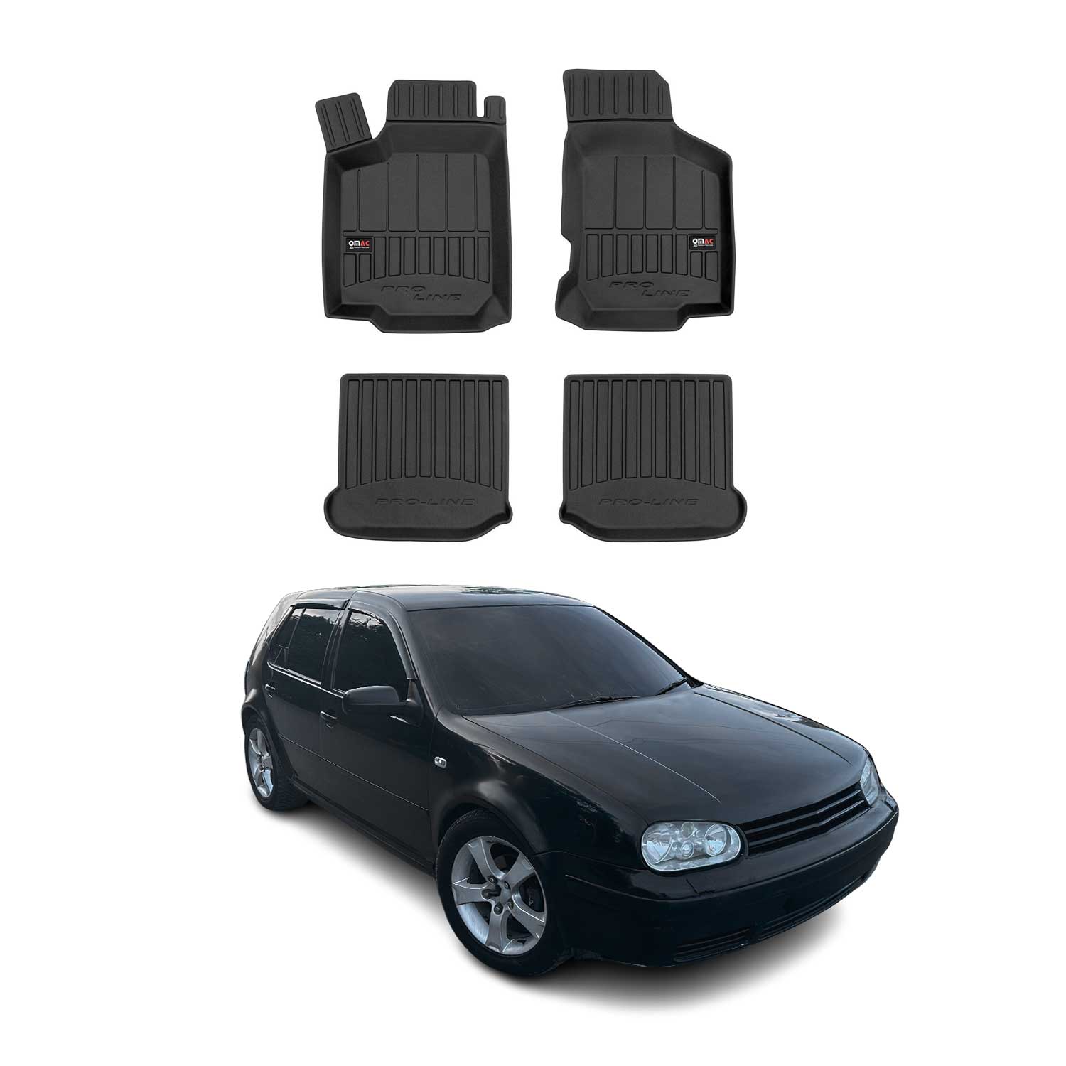 OMAC Premium Alfombrillas De Coche para VW Golf 4 1997-2006 Negro TPE Goma 4Pza
