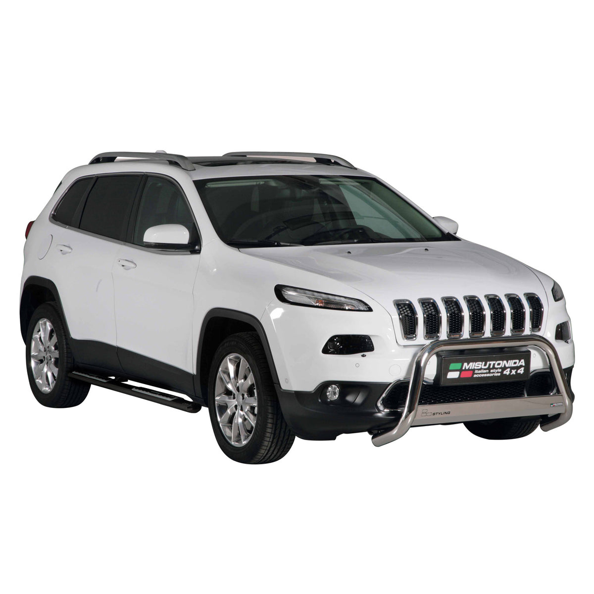 Par de Estribos Barras Laterales para Jeep Cherokee 2013-2018 Negro Acero