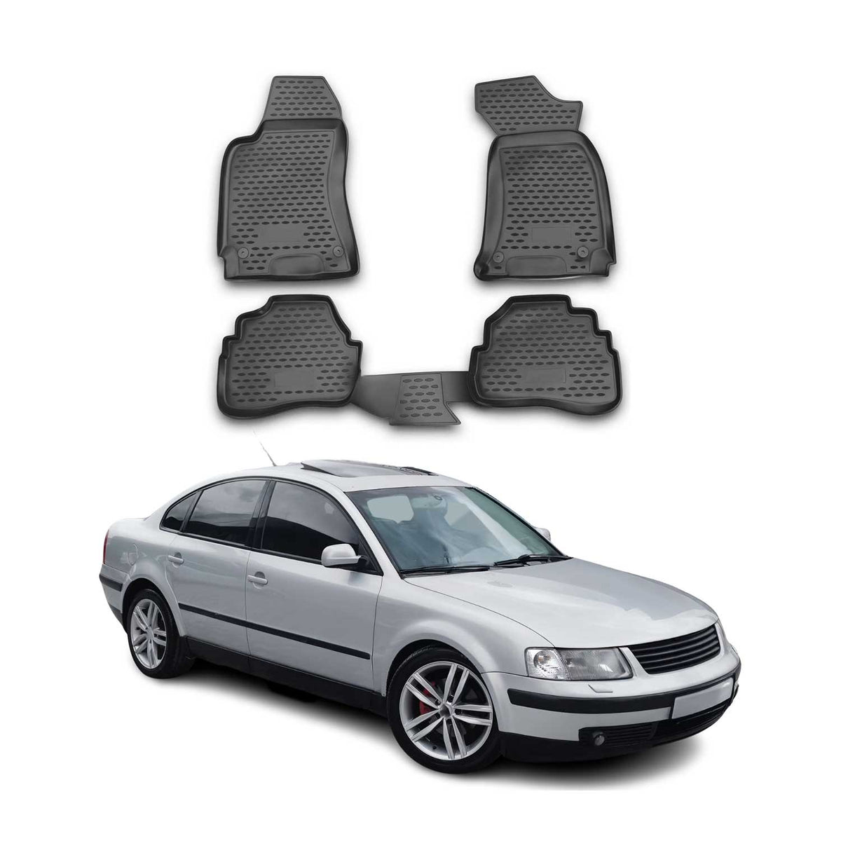 OMAC Alfombrillas De Coche para VW Passat 1996-2005 Negro Goma TPE 4Pza