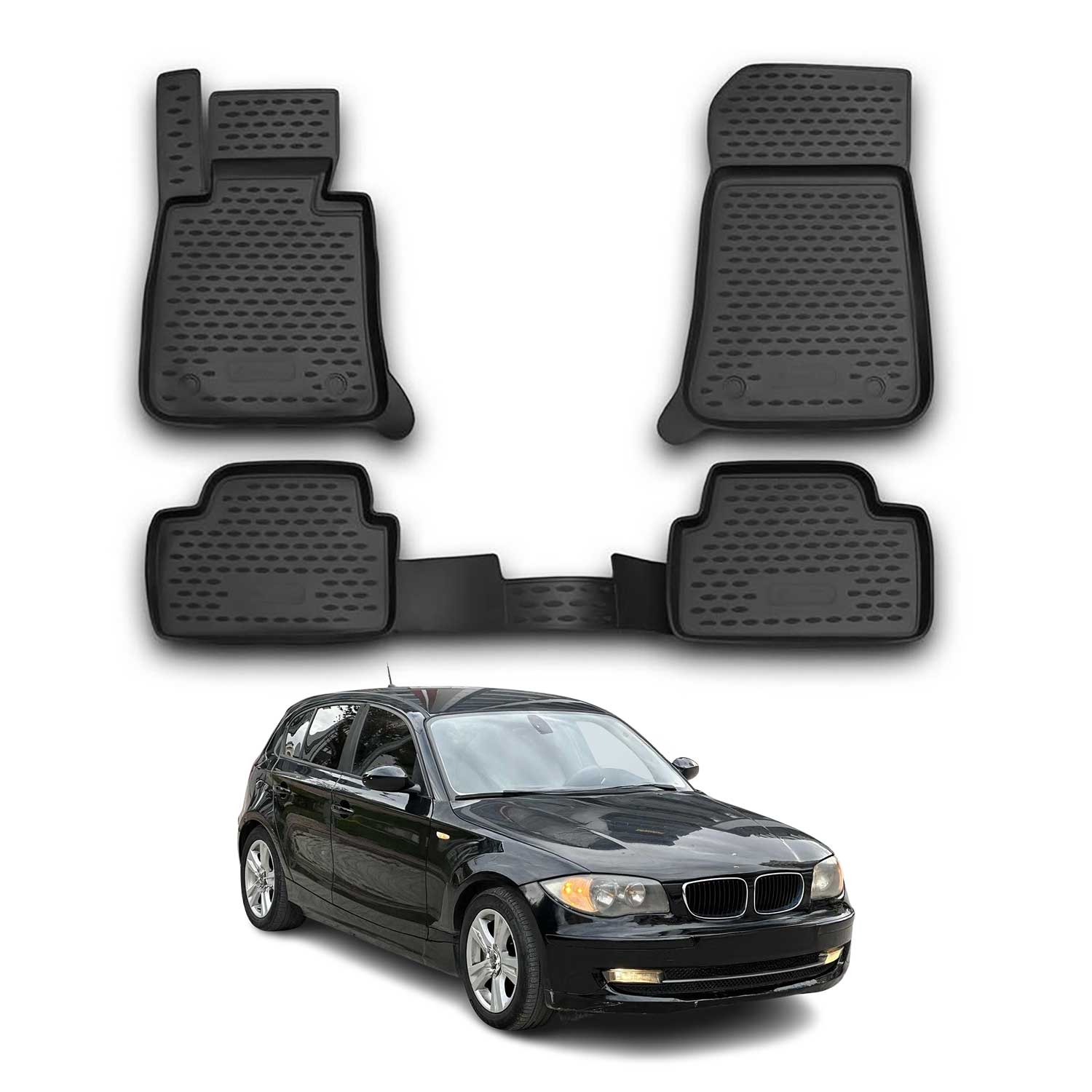 OMAC Alfombrillas De Coche para BMW Serie 1 E87 5puertas 2004-2011 Negro TPE 4x