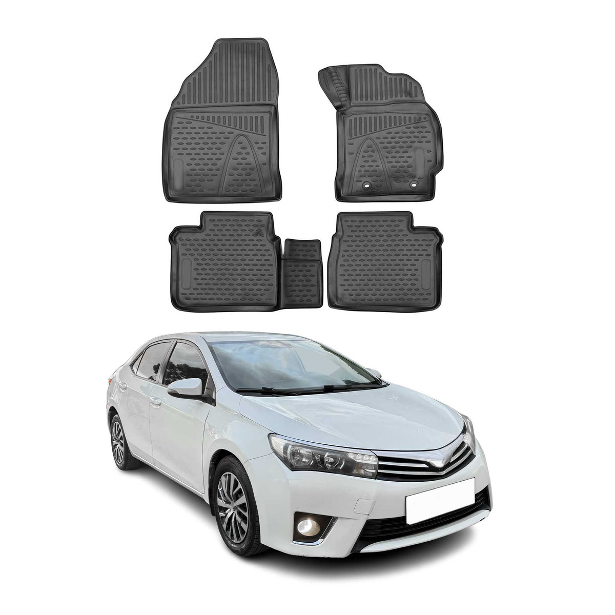 OMAC Alfombrillas De Coche para Toyota Corolla 2014-2025 RHD Negro Goma TPE 4Pza