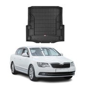 OMAC Premium Bandeja Maletero Alfombrilla para Skoda Superb 2008-2015 Negro TPE