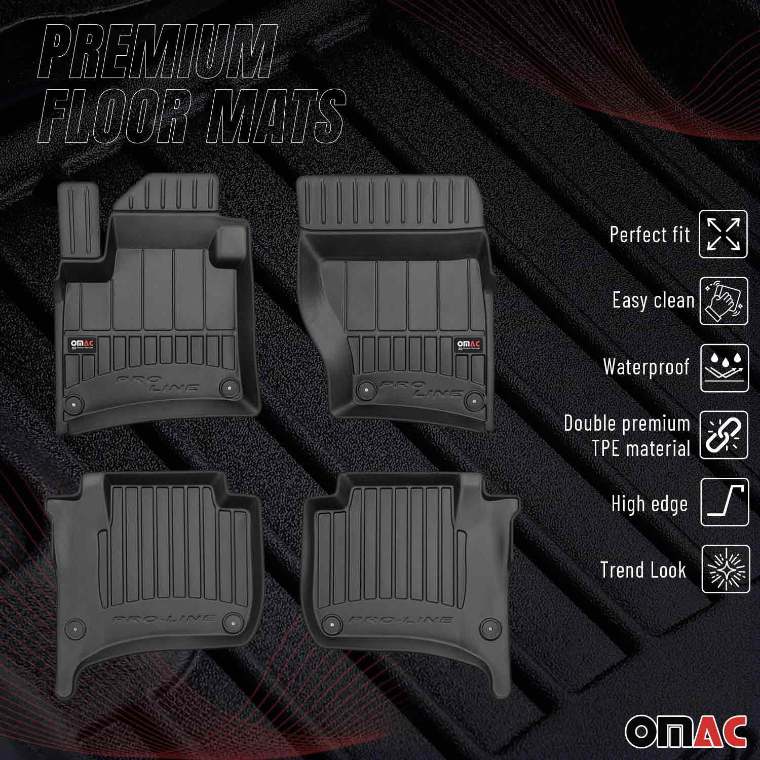 OMAC Premium Alfombrillas De Coche para VW Touareg 2010-2018 Negro TPE Goma 4Pza