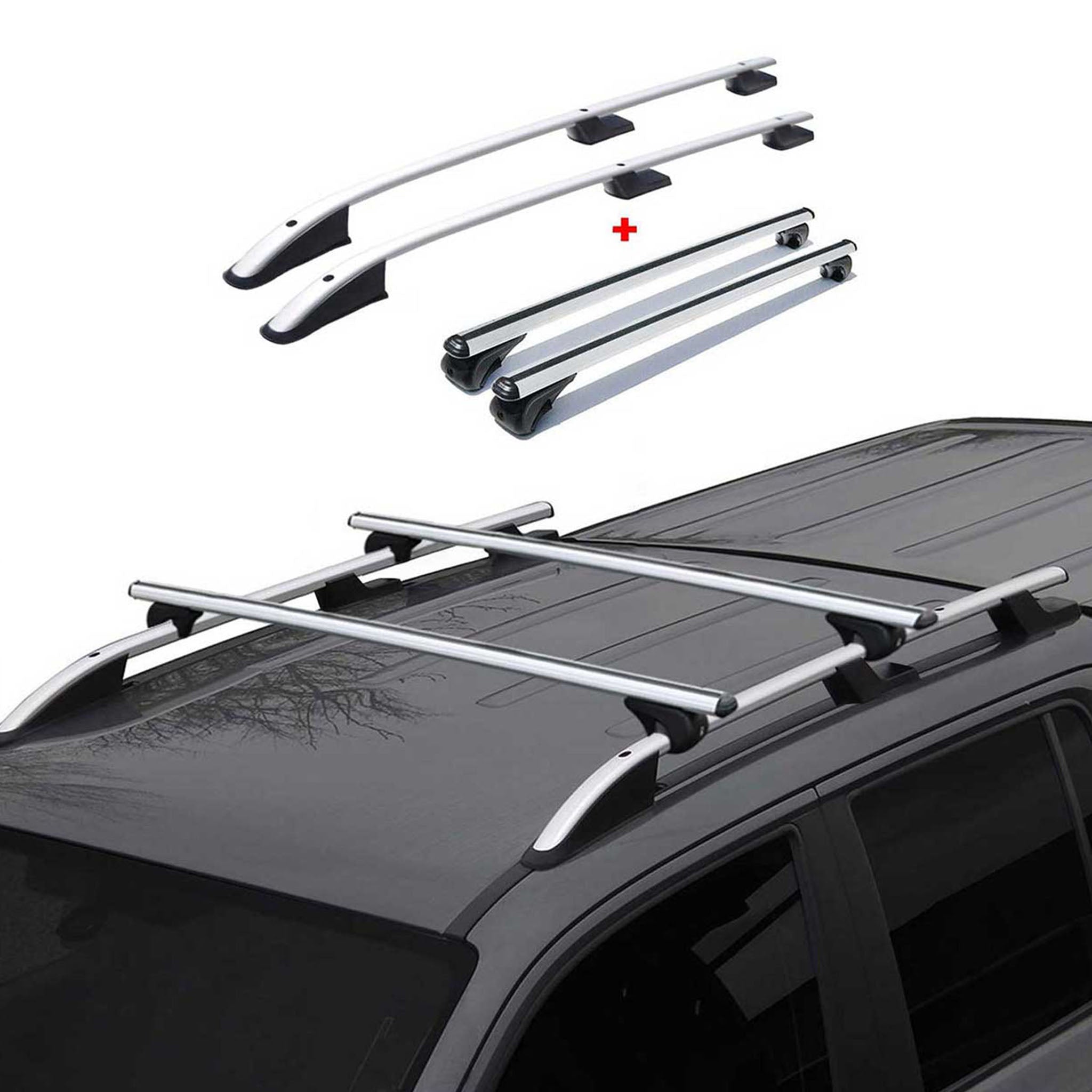 Rieles & Barras de Techo Coche para Fiat Fiorino Qubo Nemo Bipper Gris Alu 4Pza