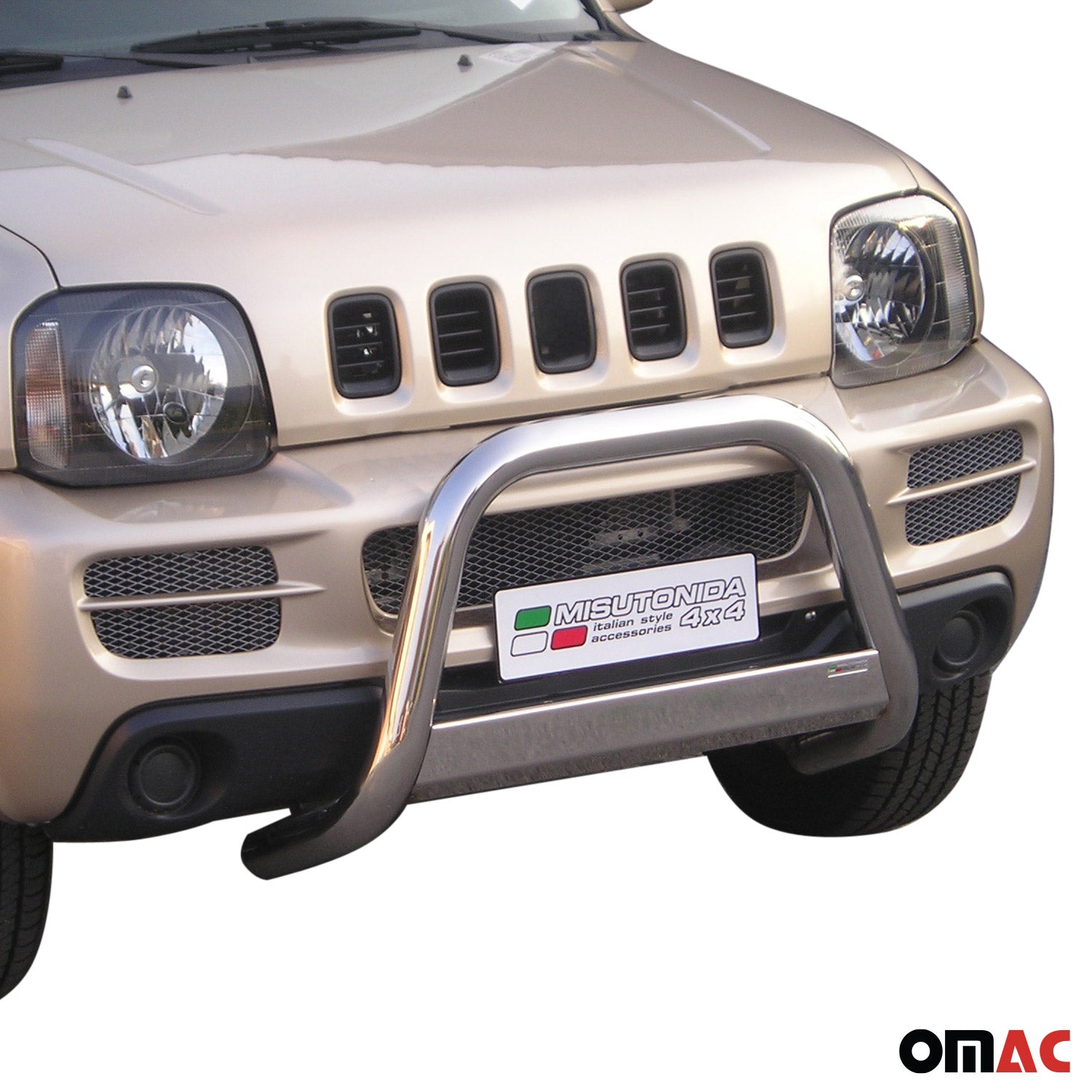 Bull Barra Frontal para Suzuki Jimny 2006-2012 Plata Brillante Acero 1Pza