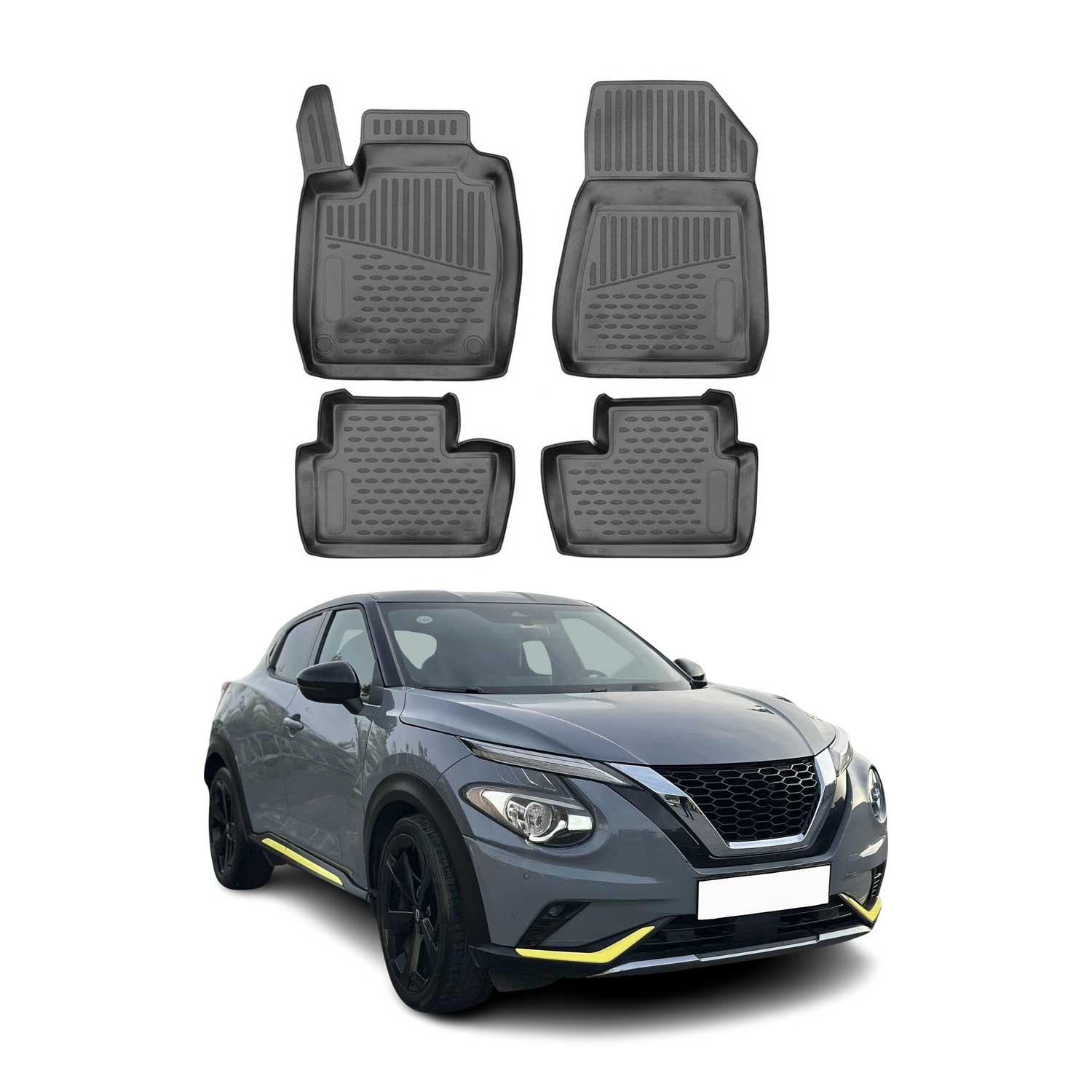 OMAC Alfombrillas De Coche para Nissan Juke 2019-2024 Negro Goma TPE 4Pza