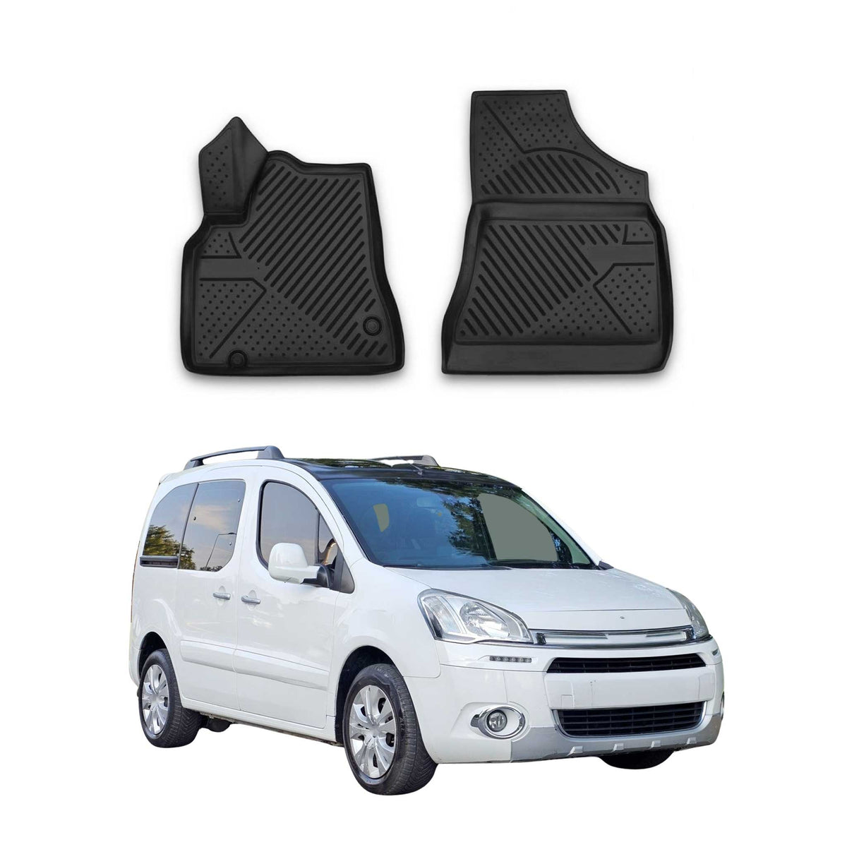 OMAC Alfombrillas Coche para Citroen Berlingo B9 2008-2018 Negro Goma TPE 2Pza