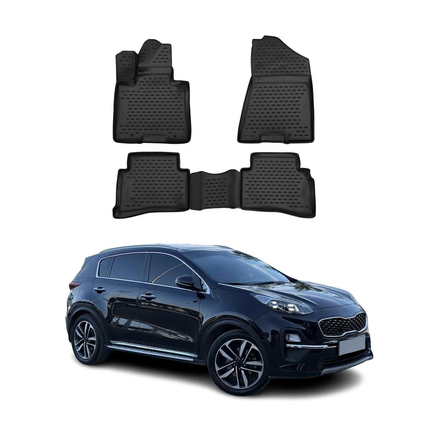 OMAC Alfombrillas De Coche para Kia Sportage 2015-2021 Negro Goma TPE 4Pza