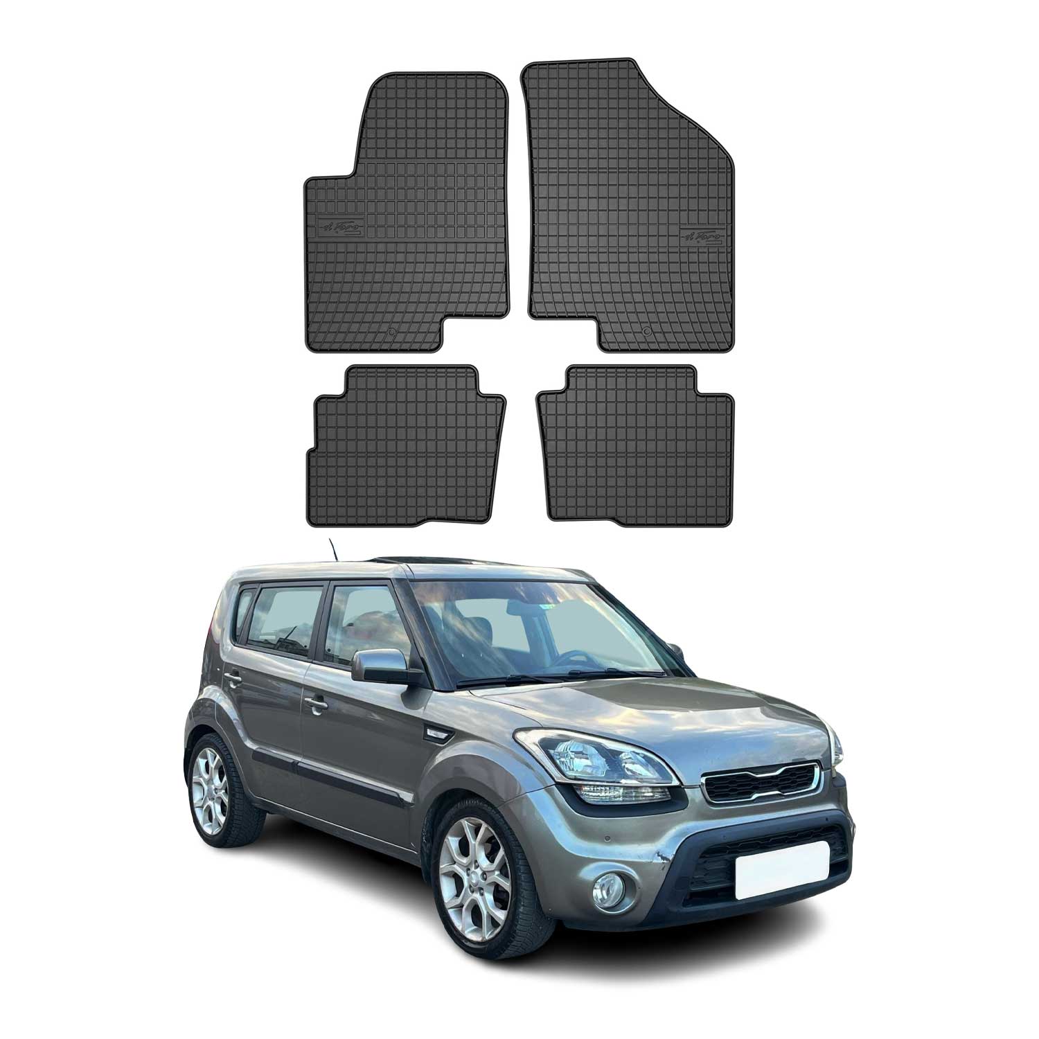 OMAC Alfombrillas De Coche para Kia Soul 2009-2013 Negro Goma 4Pza