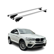 Menabo Barras de Techo Coche Baca para BMW X4 F26 2014-2018 Gris Aluminio 2Pza