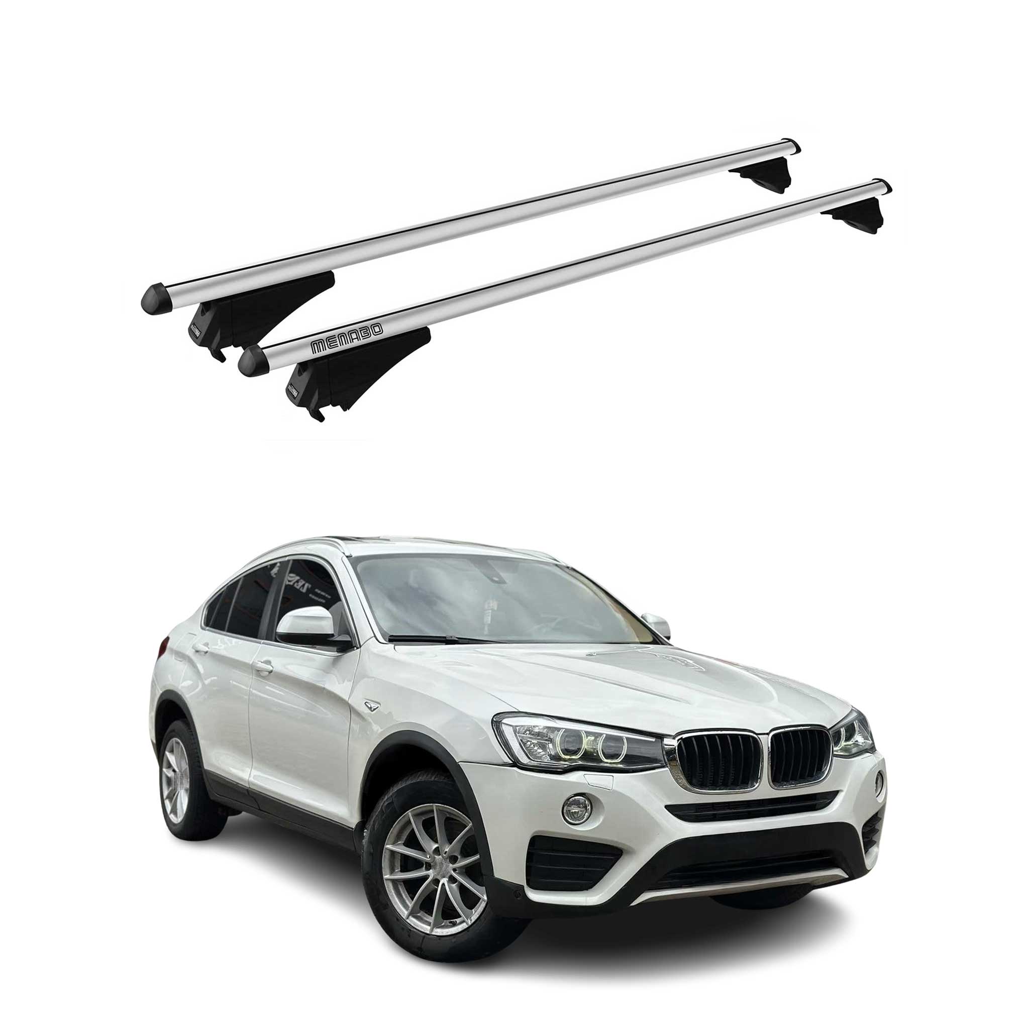 Menabo Barras de Techo Coche Baca para BMW X4 F26 2014-2018 Gris Aluminio 2Pza