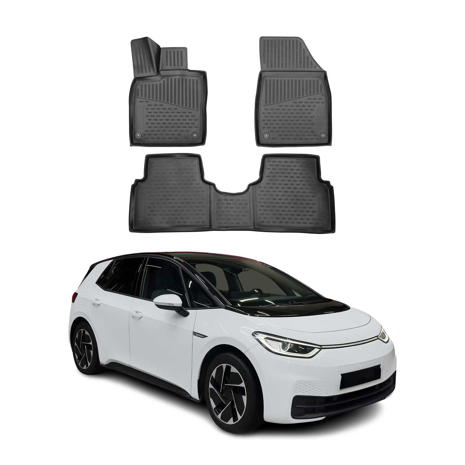 OMAC Alfombrillas De Coche para VW ID.3 2020-2025 Negro Goma TPE 3Pza