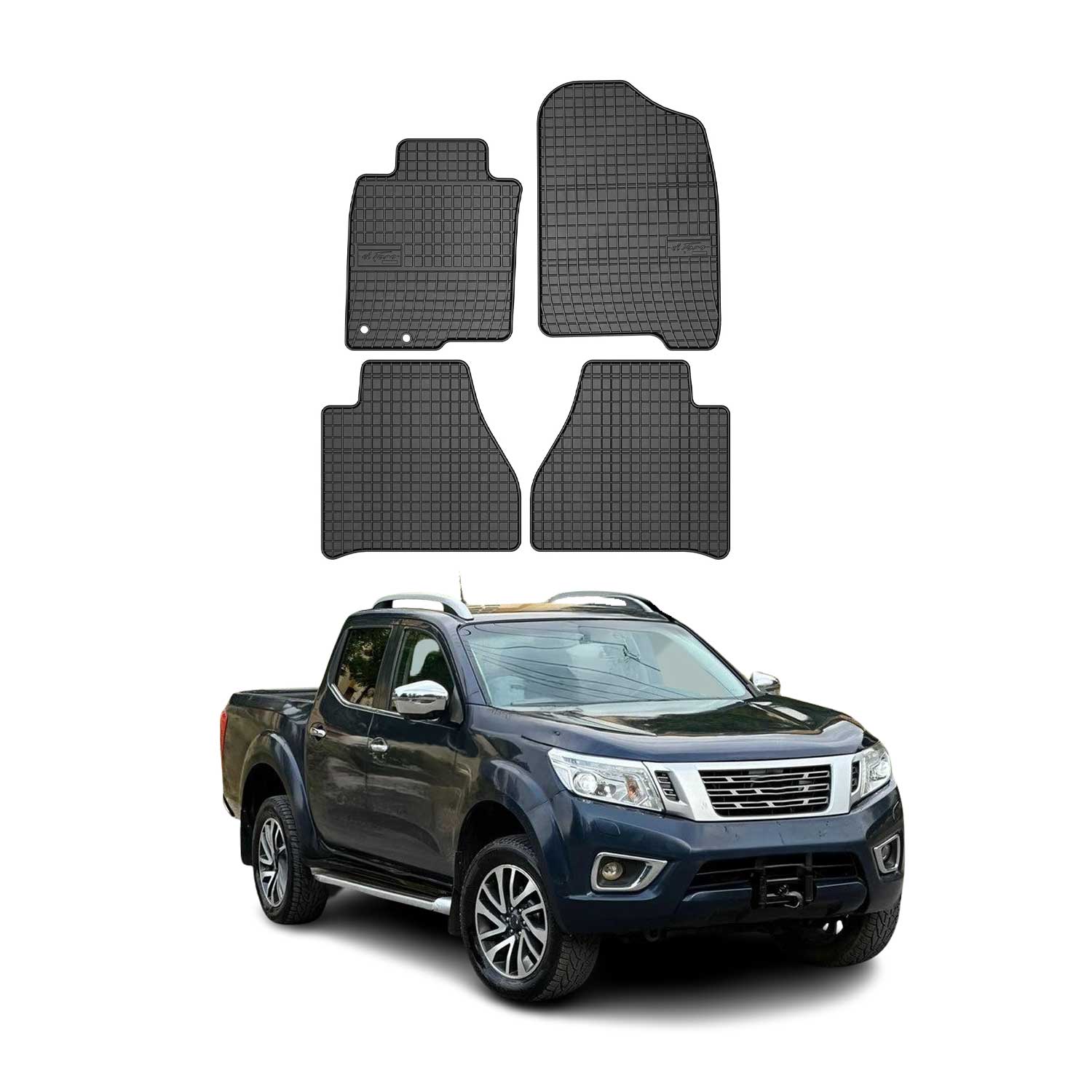 OMAC Alfombrillas De Coche para Nissan Navara 2016-2025 Negro Goma 4Pza
