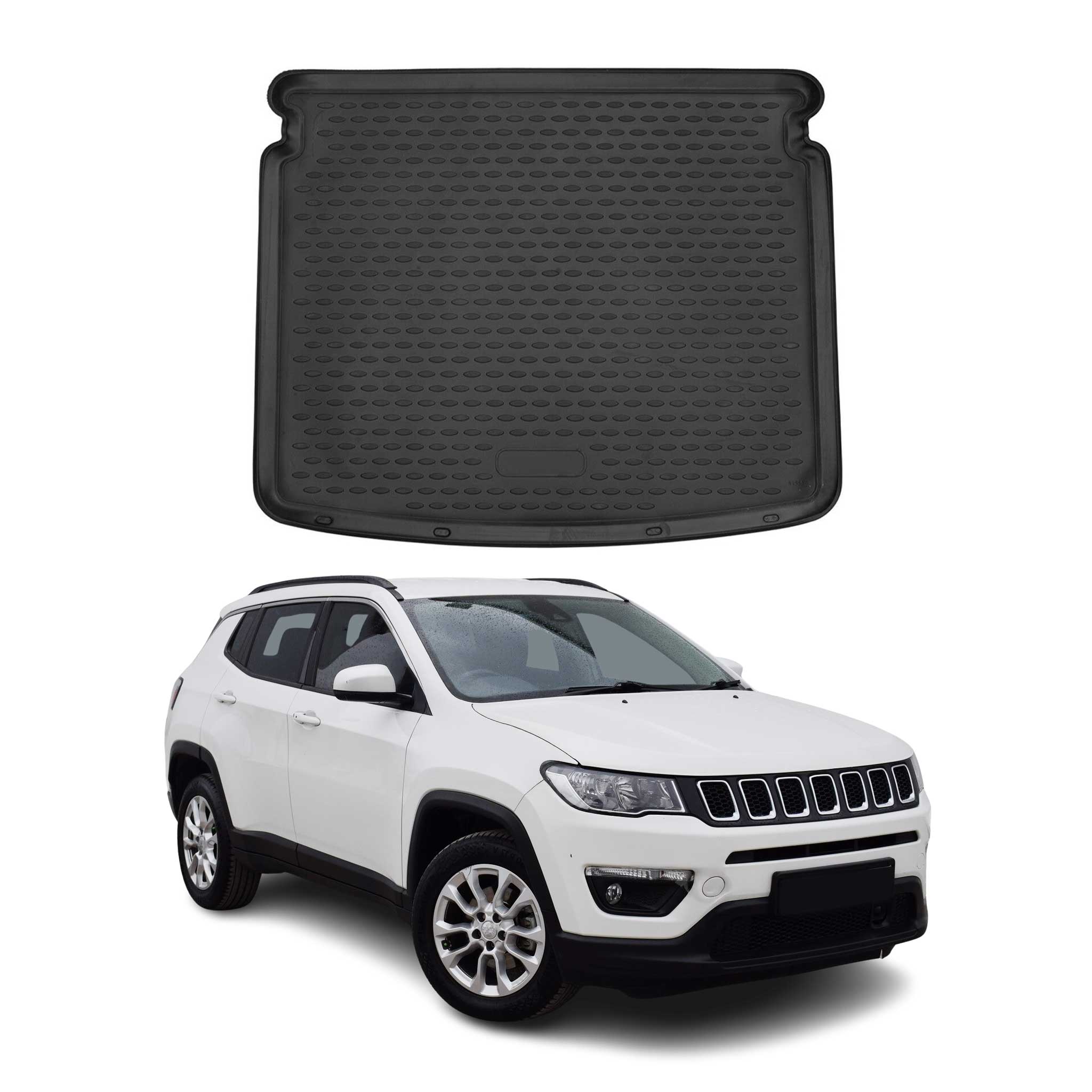 OMAC Bandeja Maletero Alfombrilla para Jeep Compass 2016-2021 Negro Goma