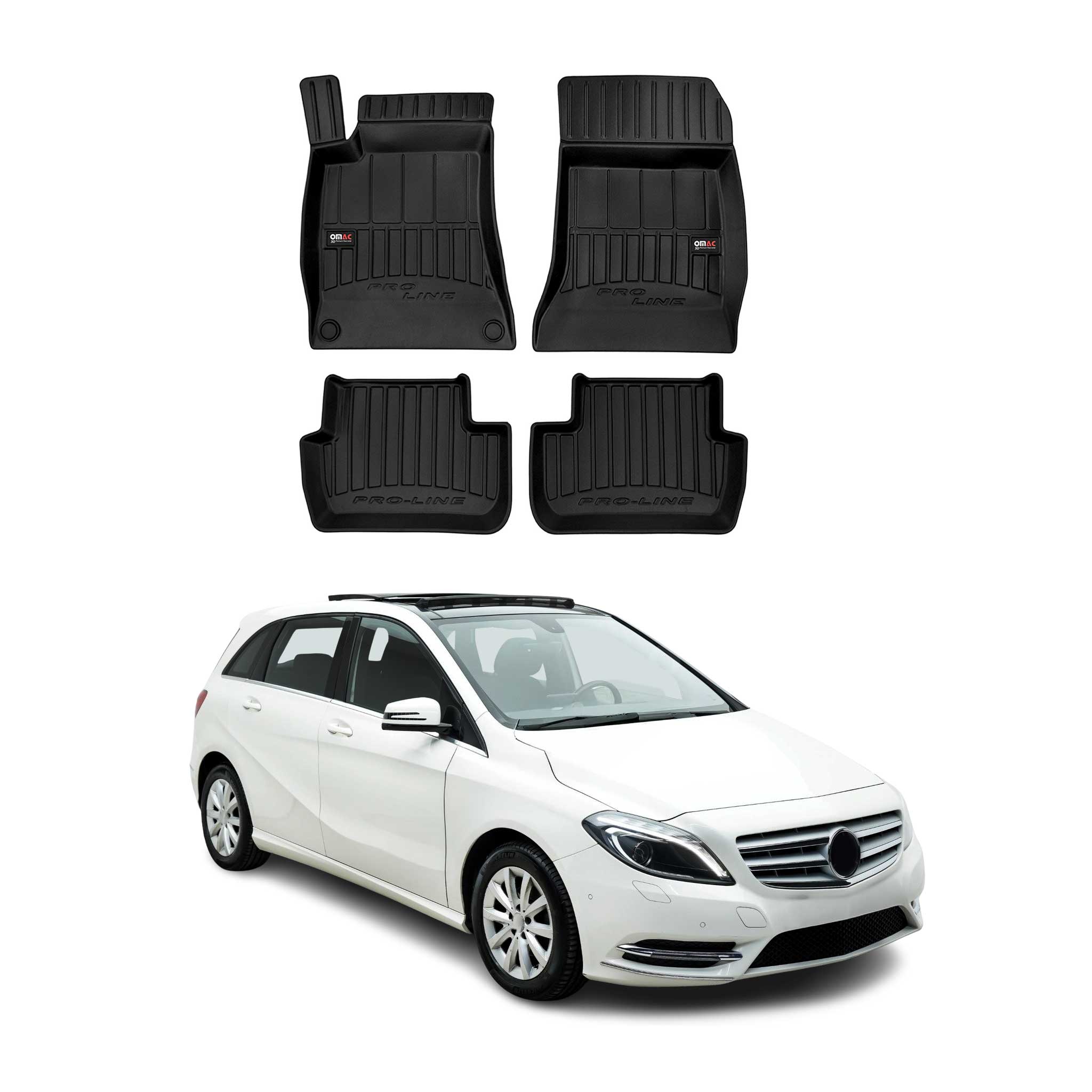 OMAC Premium Alfombrillas Coche para Mercedes B Class W242 W246 2011-2018 TPE 4x