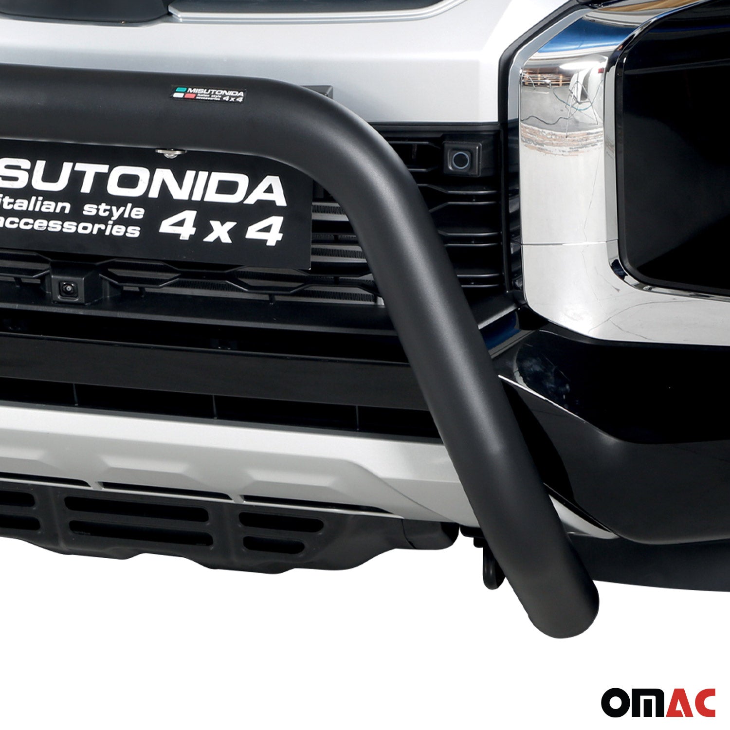 Bull Barra Frontal para Mitsubishi L200 2019-2023 Negro Brillante Acero 1Pza