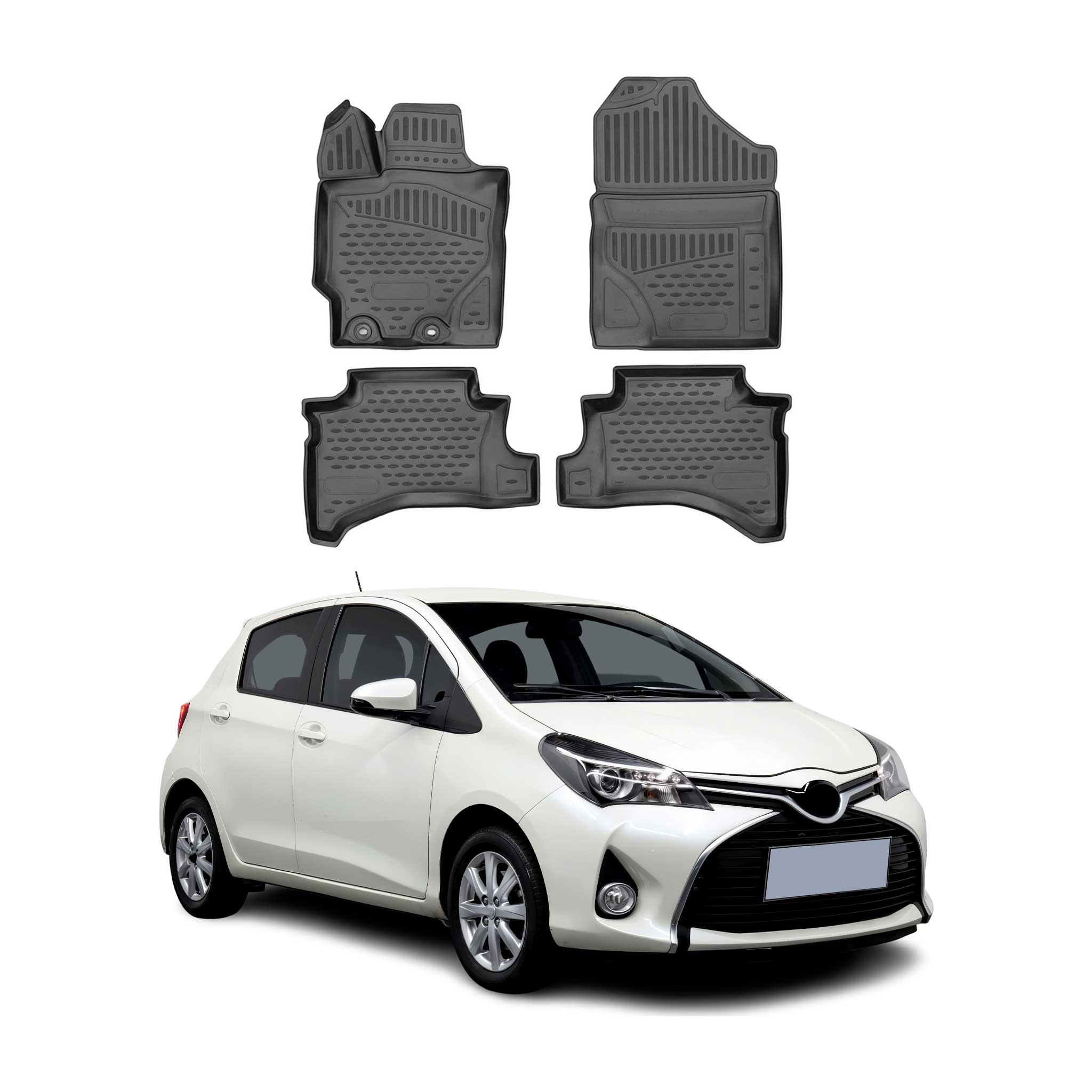 OMAC Alfombrillas De Coche para Toyota Yaris Hybrid P13 2012-2024 Negro TPE 4Pza
