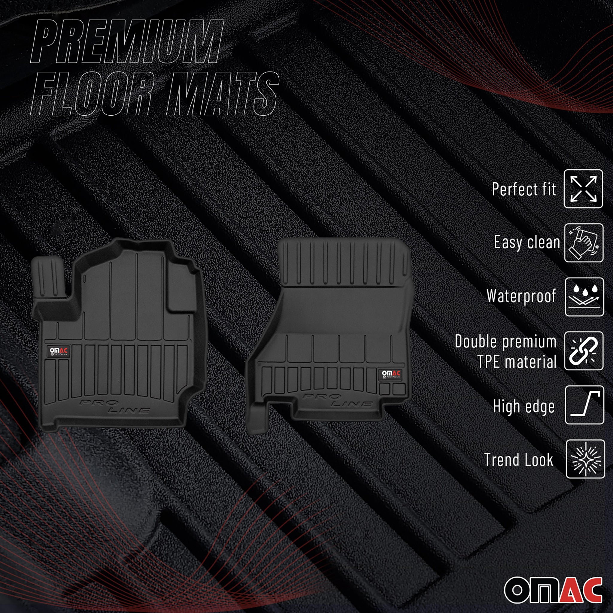 OMAC Premium Alfombrillas De Coche para Nissan e-NV200 2014-2022 TPE Goma 2x