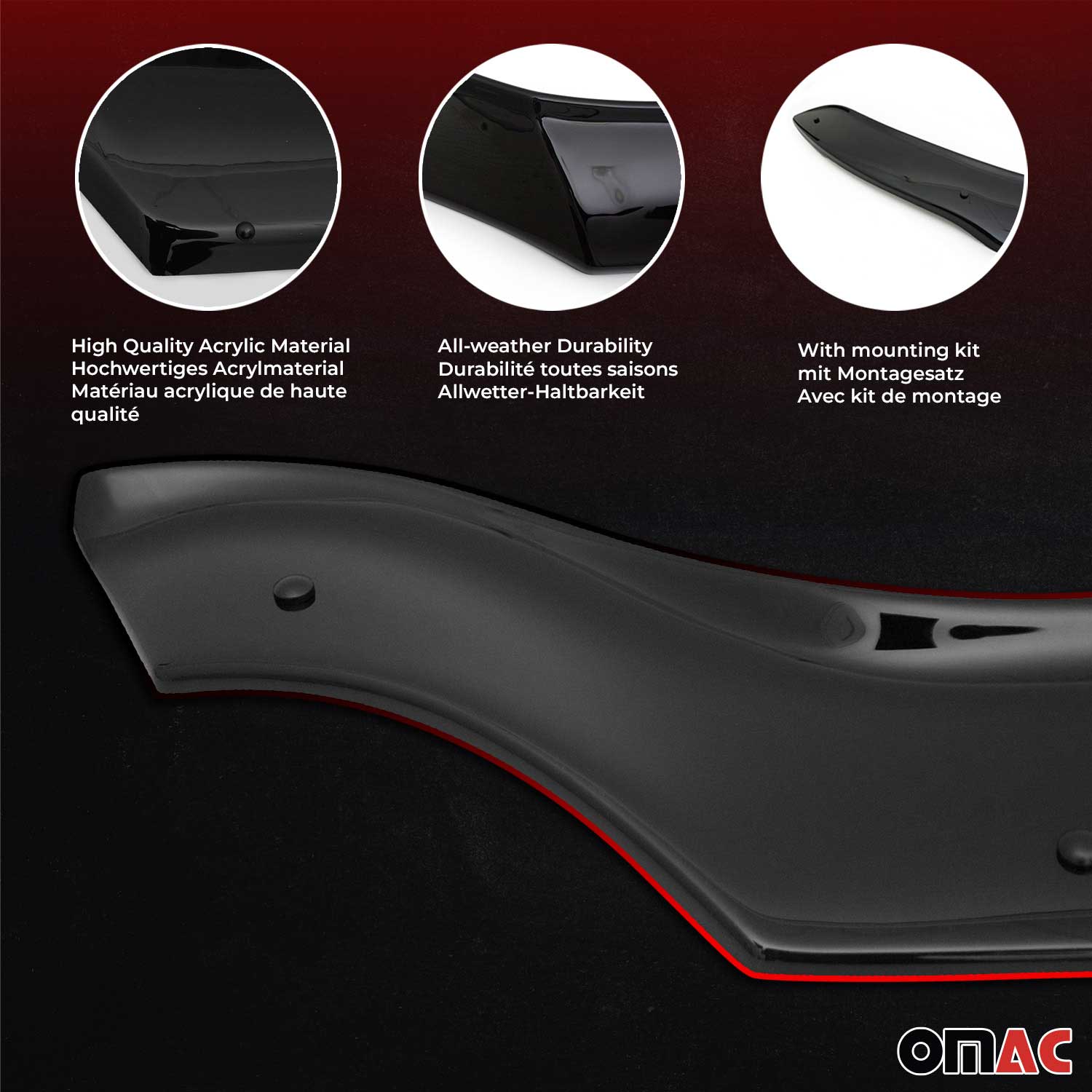 Deflector de Capó para Mercedes C Class 2007-2014 Oscuro Brillante Acrílico