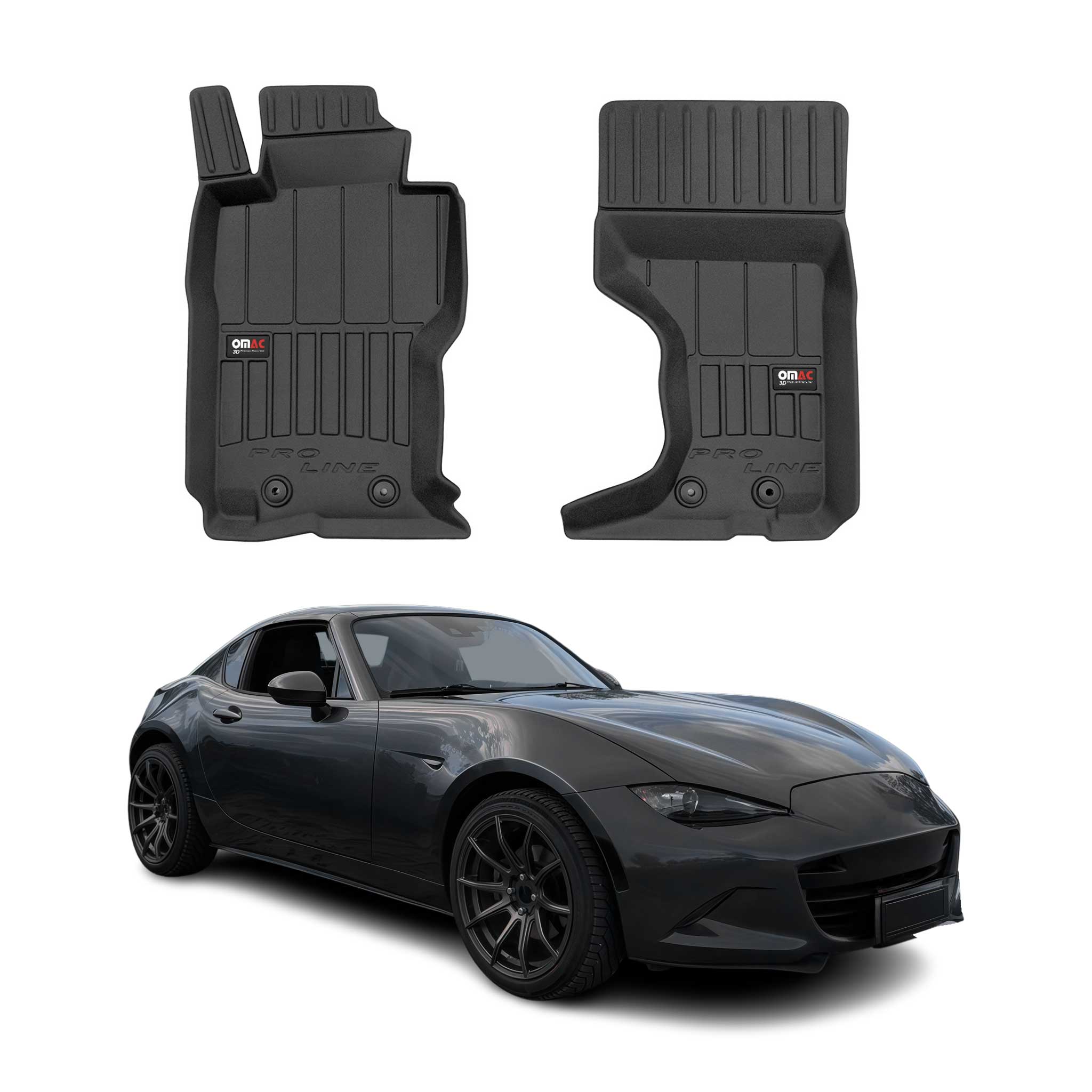 OMAC Premium Alfombrillas De Coche para Mazda MX-5 2015-2025 Negro TPE Goma 2Pza