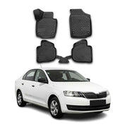 OMAC Alfombrillas De Coche para Skoda Rapid Spaceback 2013-2019 Negro TPE 4Pza