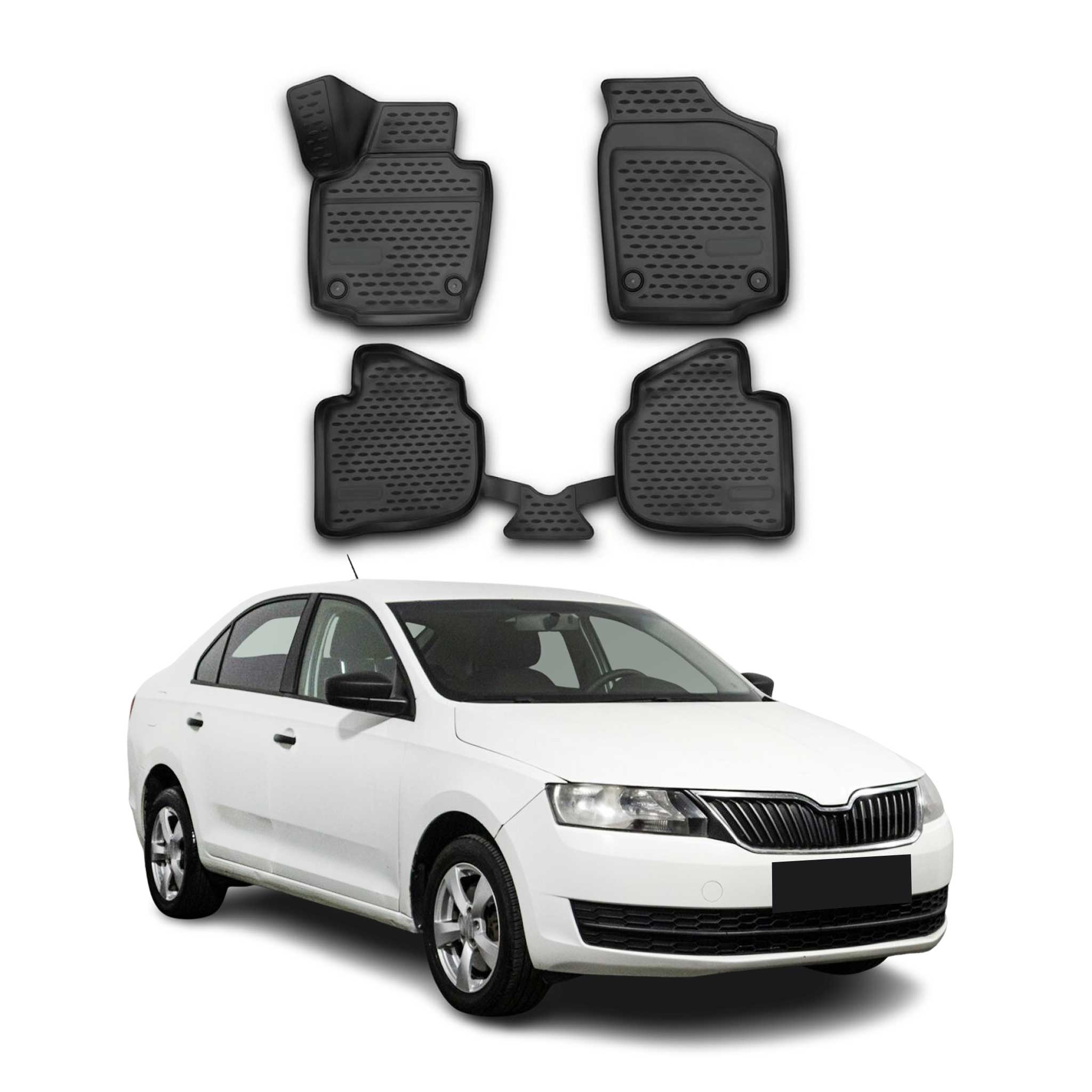 OMAC Alfombrillas De Coche para Skoda Rapid Spaceback 2013-2019 Negro TPE 4Pza