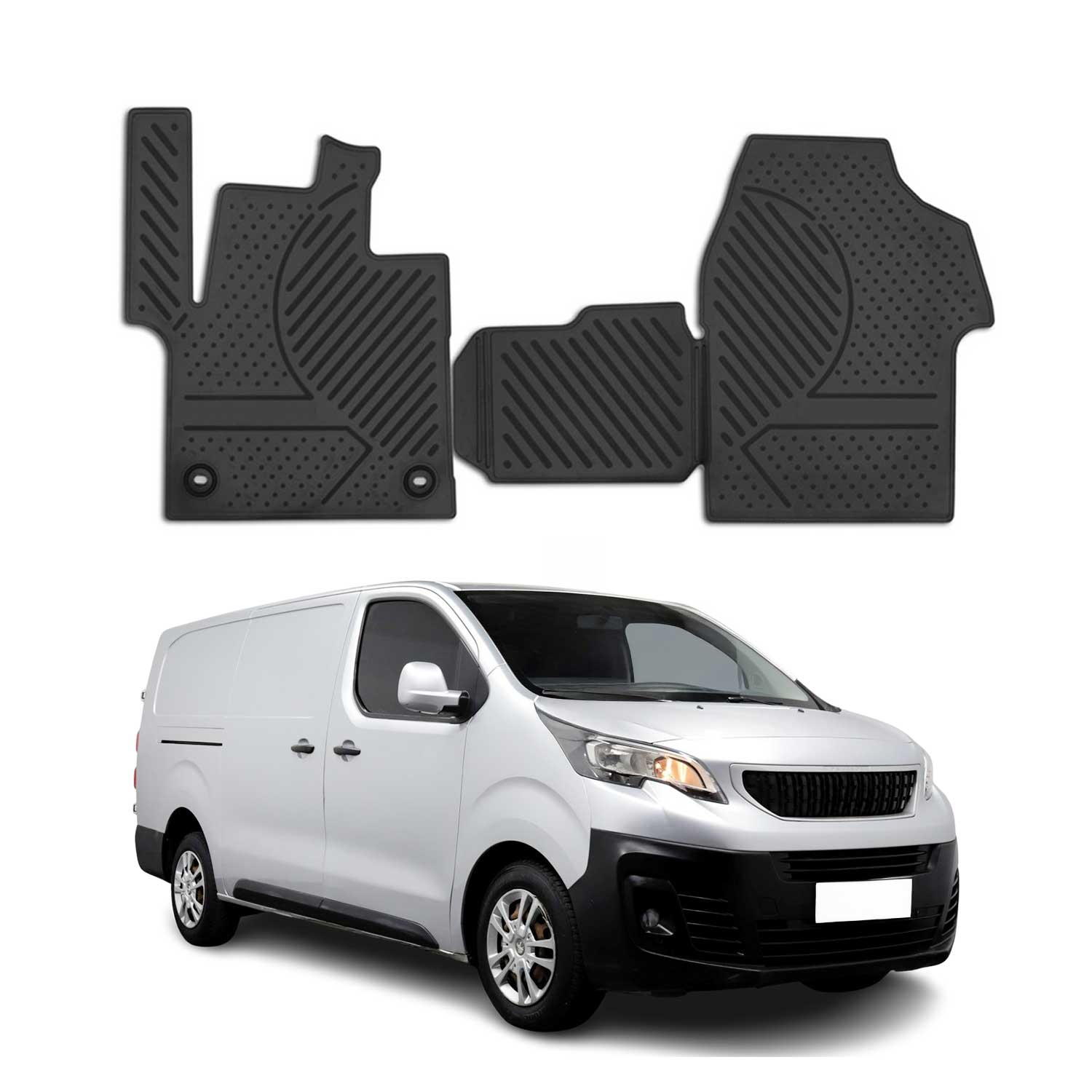 OMAC Alfombrillas De Coche para Peugeot Expert 2016-2021 Negro Goma TPE 2Pza