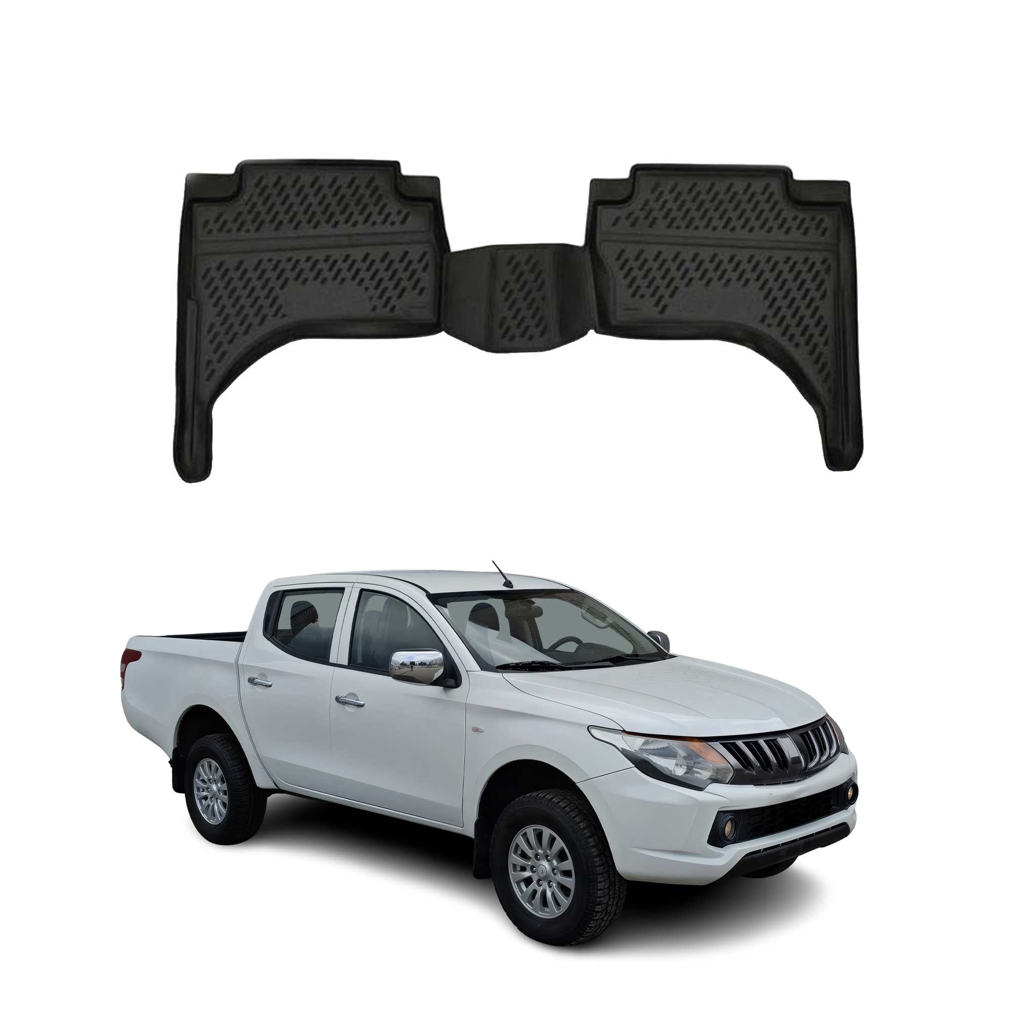 OMAC Alfombrillas De Coche para Mitsubishi L200 2014-2020 Negro Goma TPE 2Pza