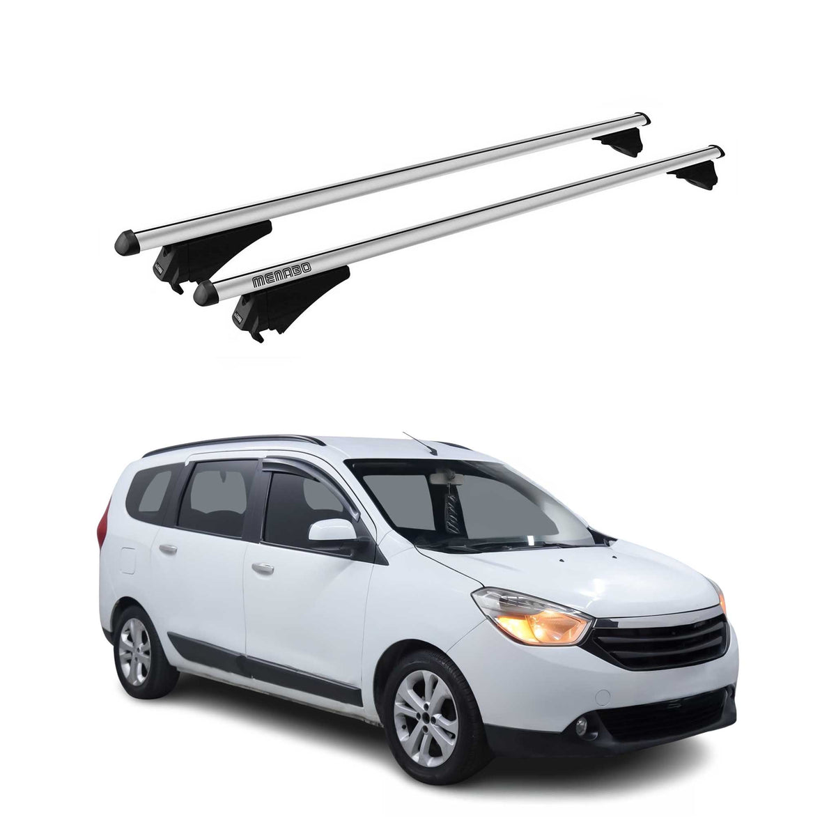 Menabo Barras de Techo Coche Baca para Dacia Lodgy 2012-2025 Gris Aluminio 2Pza