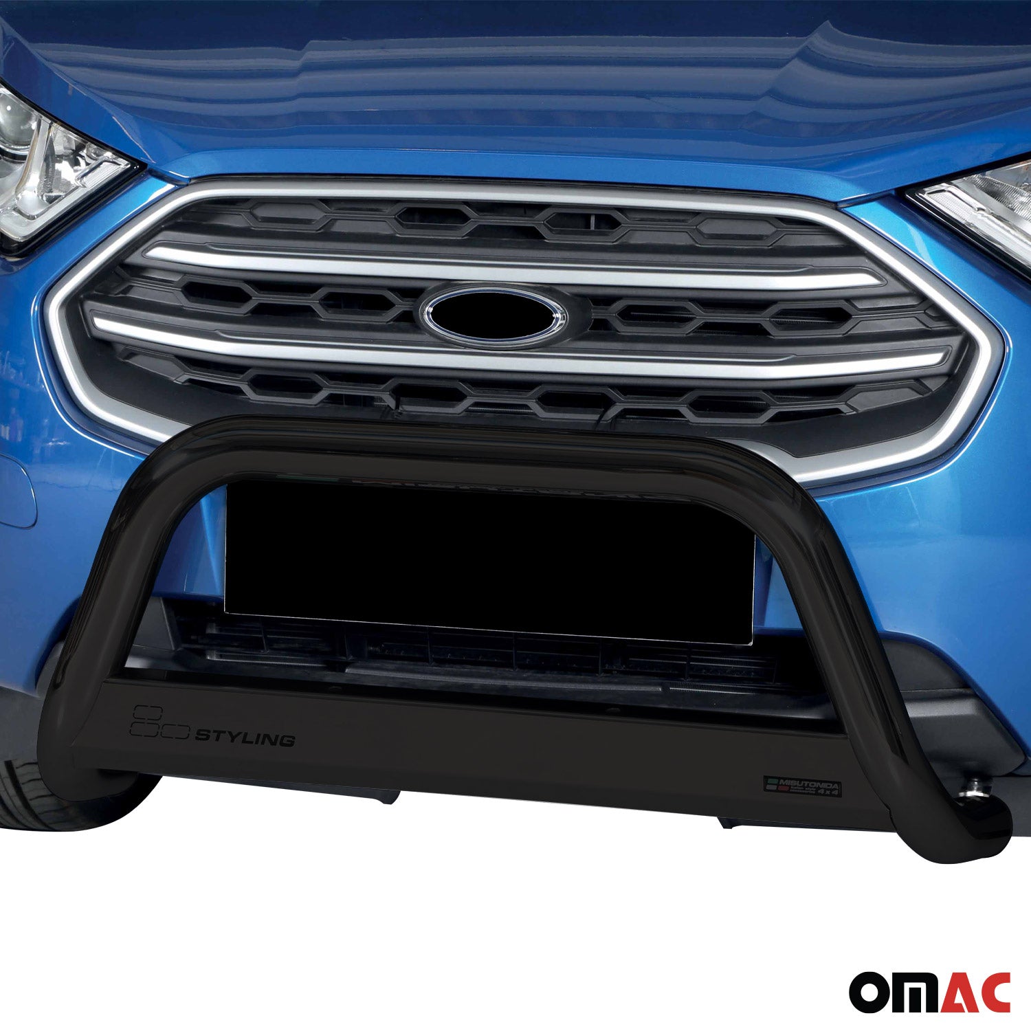 Bull Barra Frontal para Ford Ecosport 2018-2022 Negro Brillante Acero 1Pza