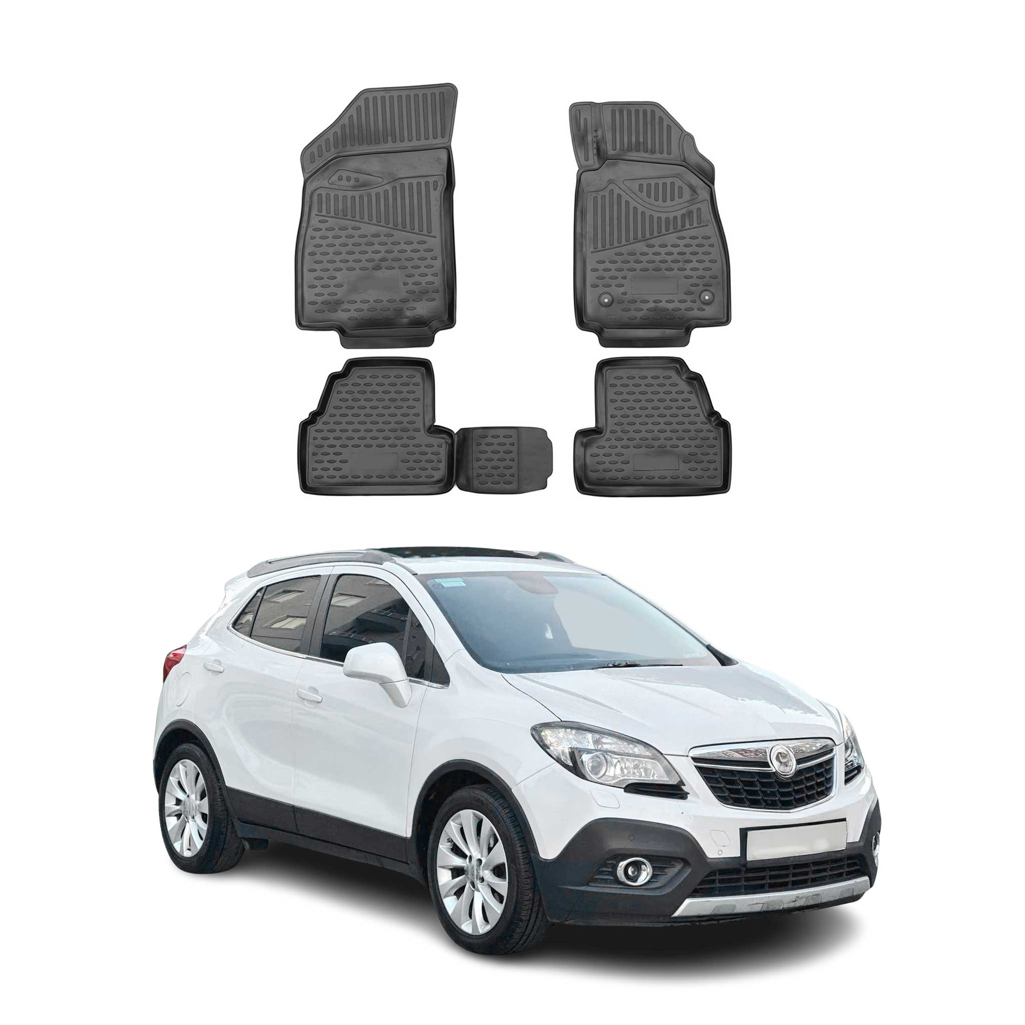 OMAC Alfombrillas De Coche para Opel Mokka 2013-2025 RHD Negro Goma TPE 4Pza